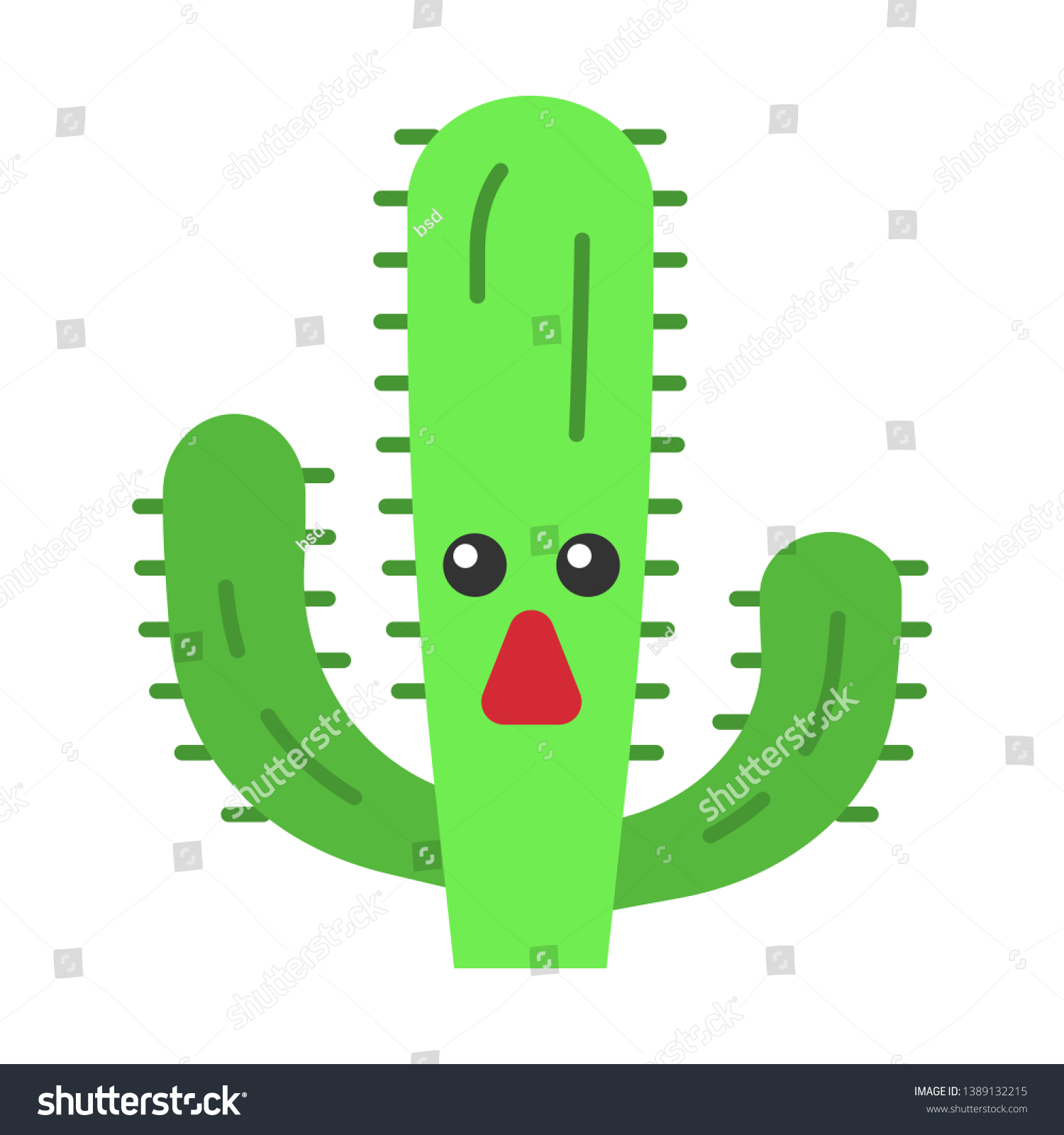 SVG of Elephant cactus flat design long shadow color icon. Pachycereus with astonished face. Wild cacti. Mexican giant cardon. Amazed plant. Houseplant. Succulent plant. Vector silhouette illustration svg