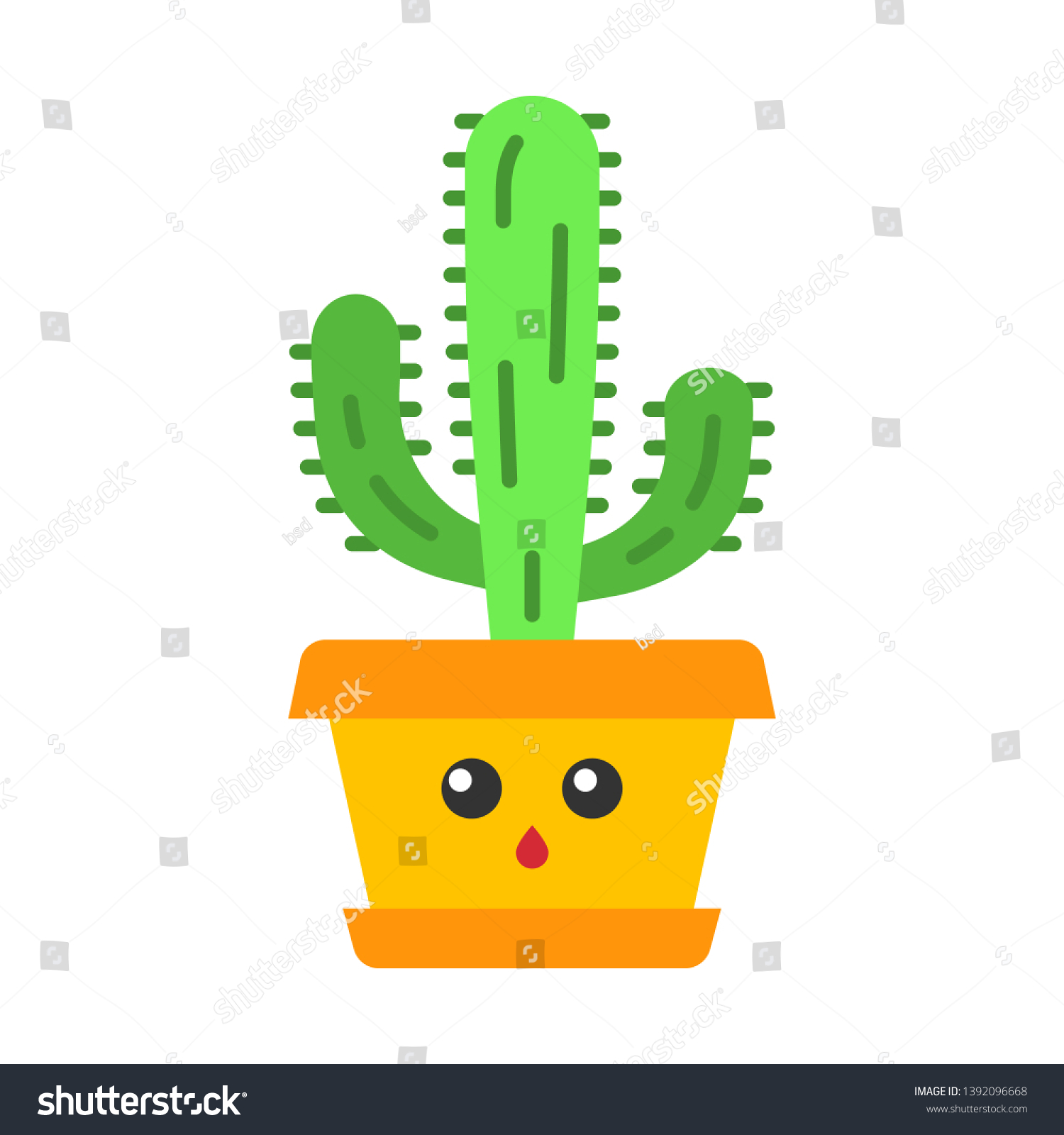SVG of Elephant cactus flat design long shadow color icon. Pachycereus with hushed face. Home cacti in pot. Mexican giant cardon. Amazed plant. Houseplant. Succulent plant. Vector silhouette illustration svg