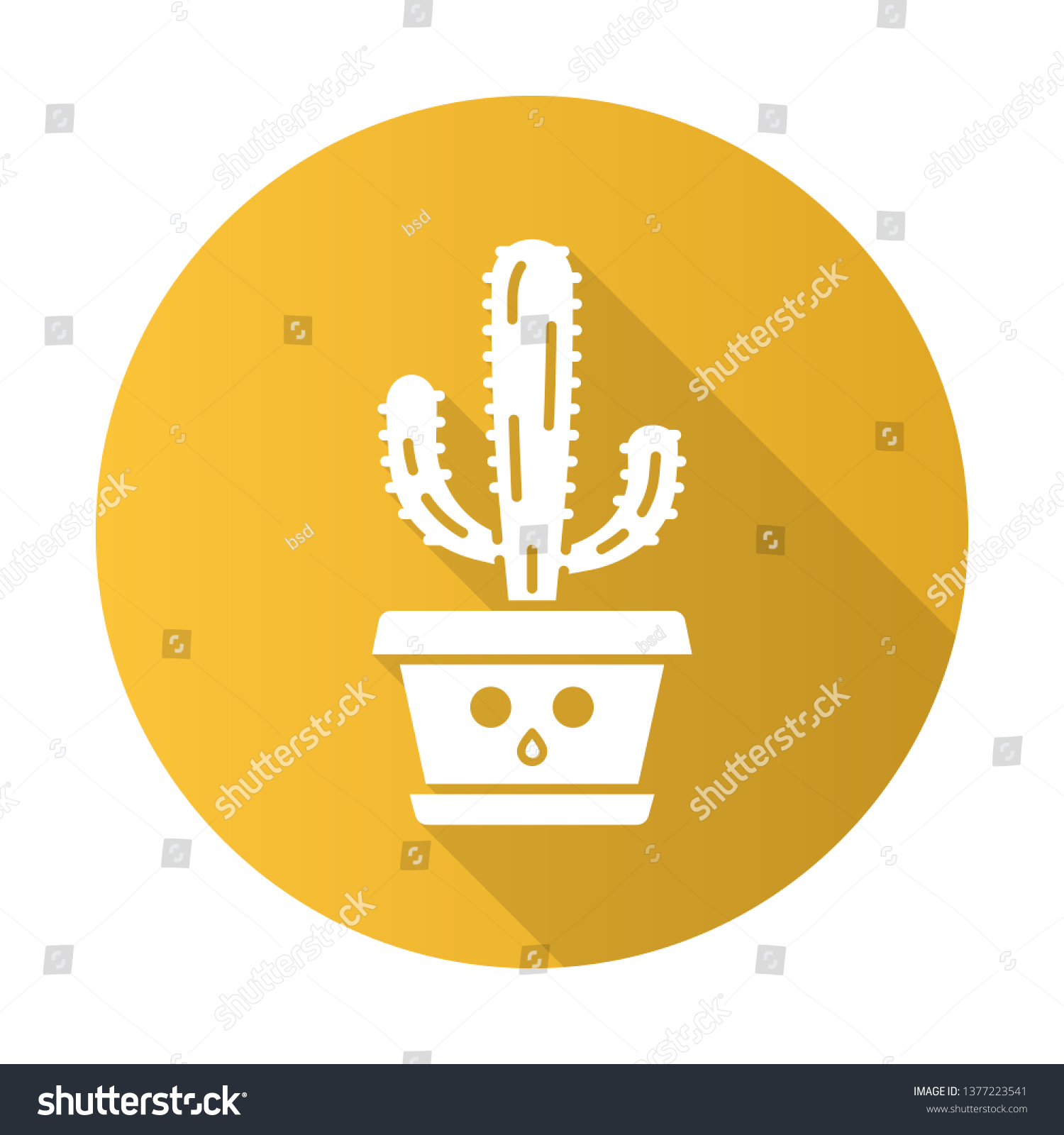 SVG of Elephant cactus flat design long shadow glyph icon. Pachycereus with hushed face. Home cacti in pot. Mexican giant cardon. Amazed plant. Succulent houseplant. Vector silhouette illustration svg