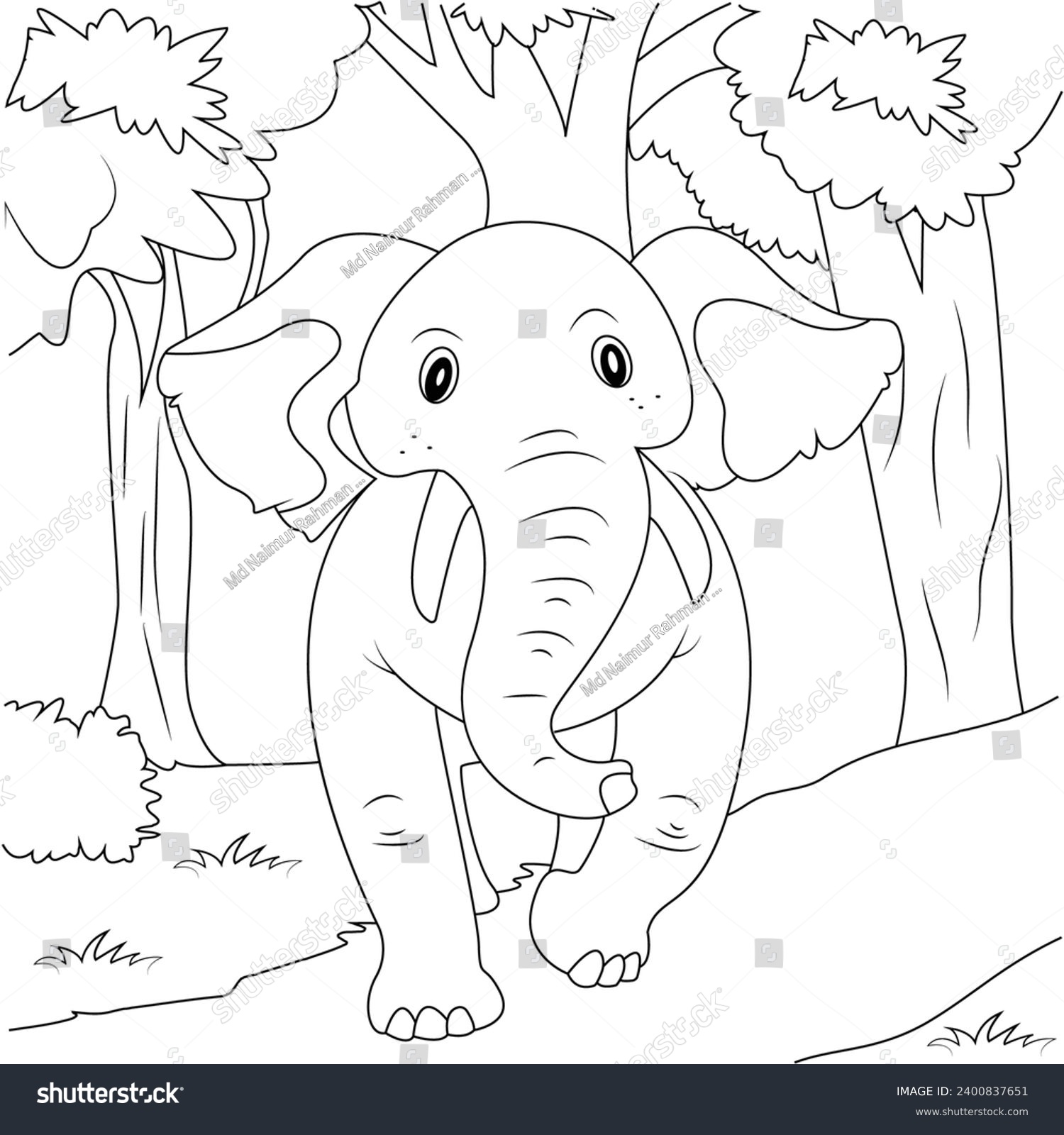 SVG of Elephant coloring page for kids svg