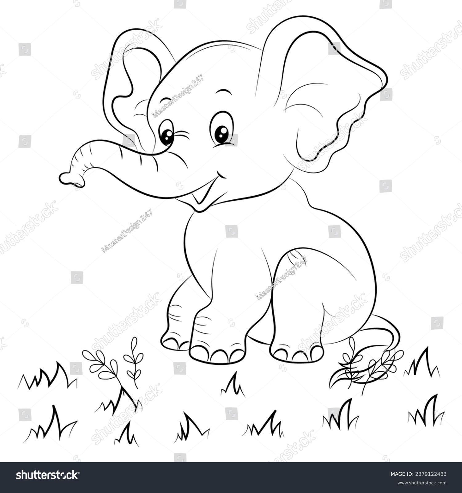 SVG of Elephant coloring page for kids Hand drawn elephant outline illustration  svg