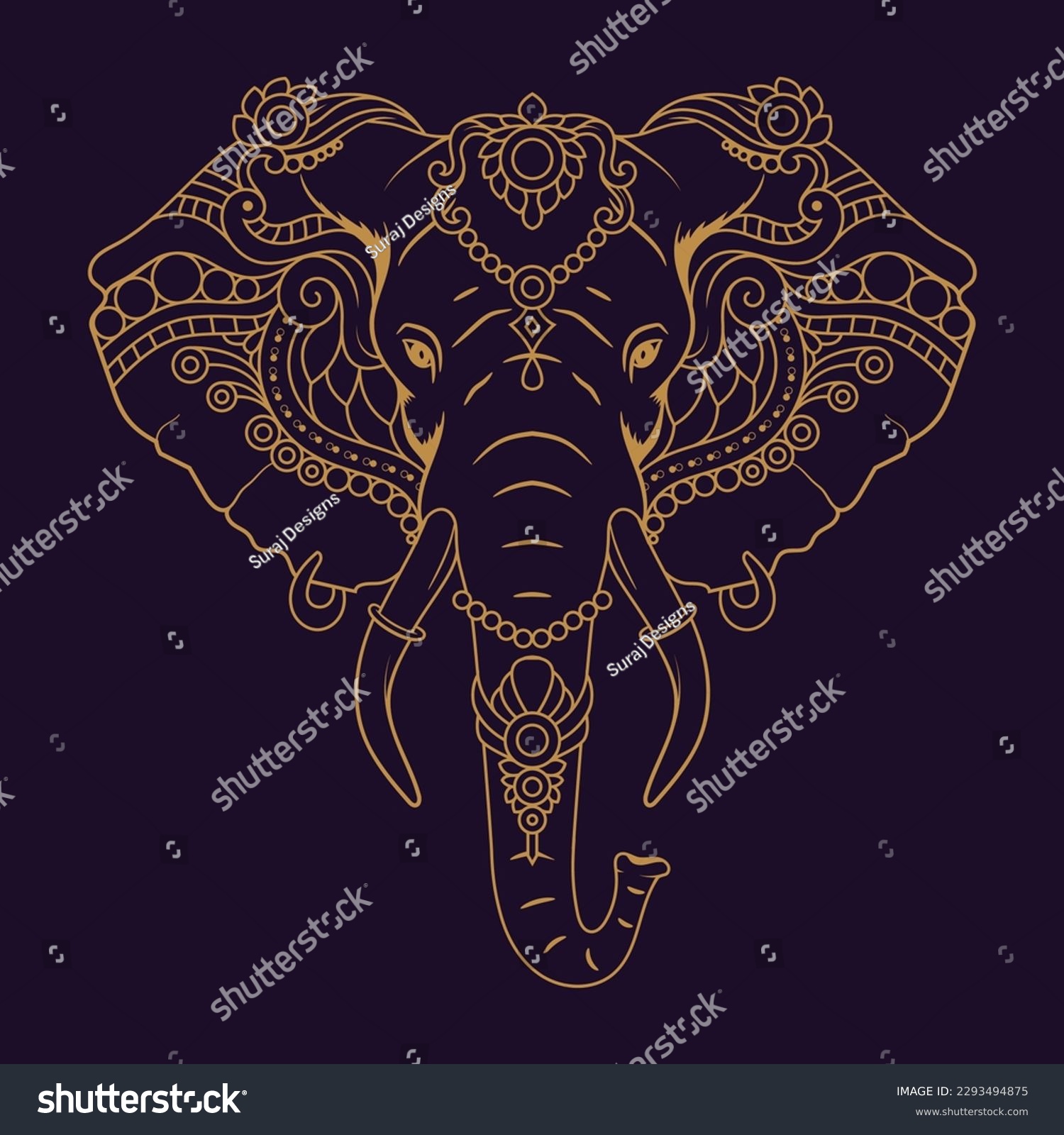 SVG of Elephant golden mandala design vector illustration for print, textile, t-shirt, wallpaper	 svg