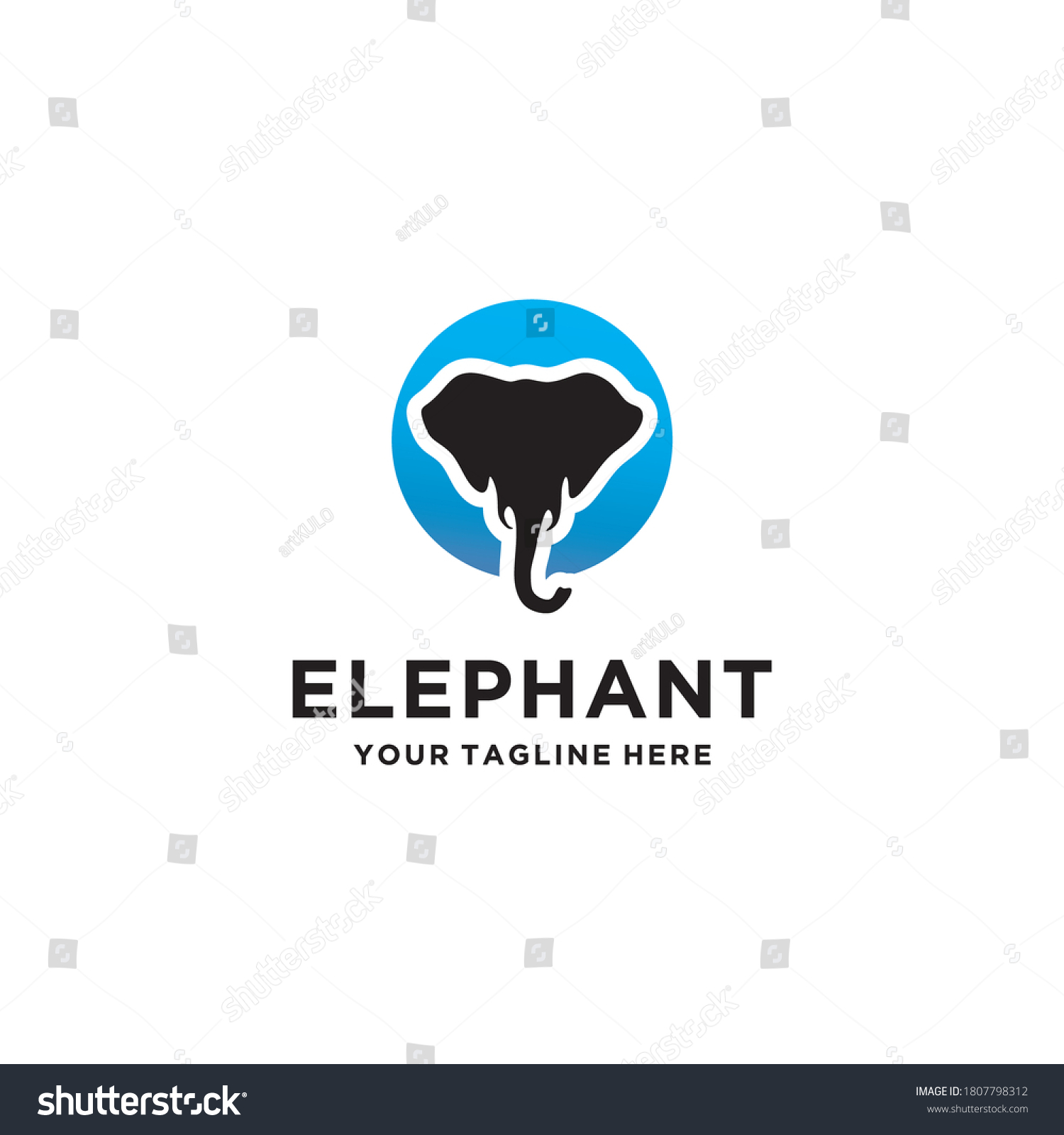 Elephant Head Blue Gradient Logo Vector Stock Vector (Royalty Free ...