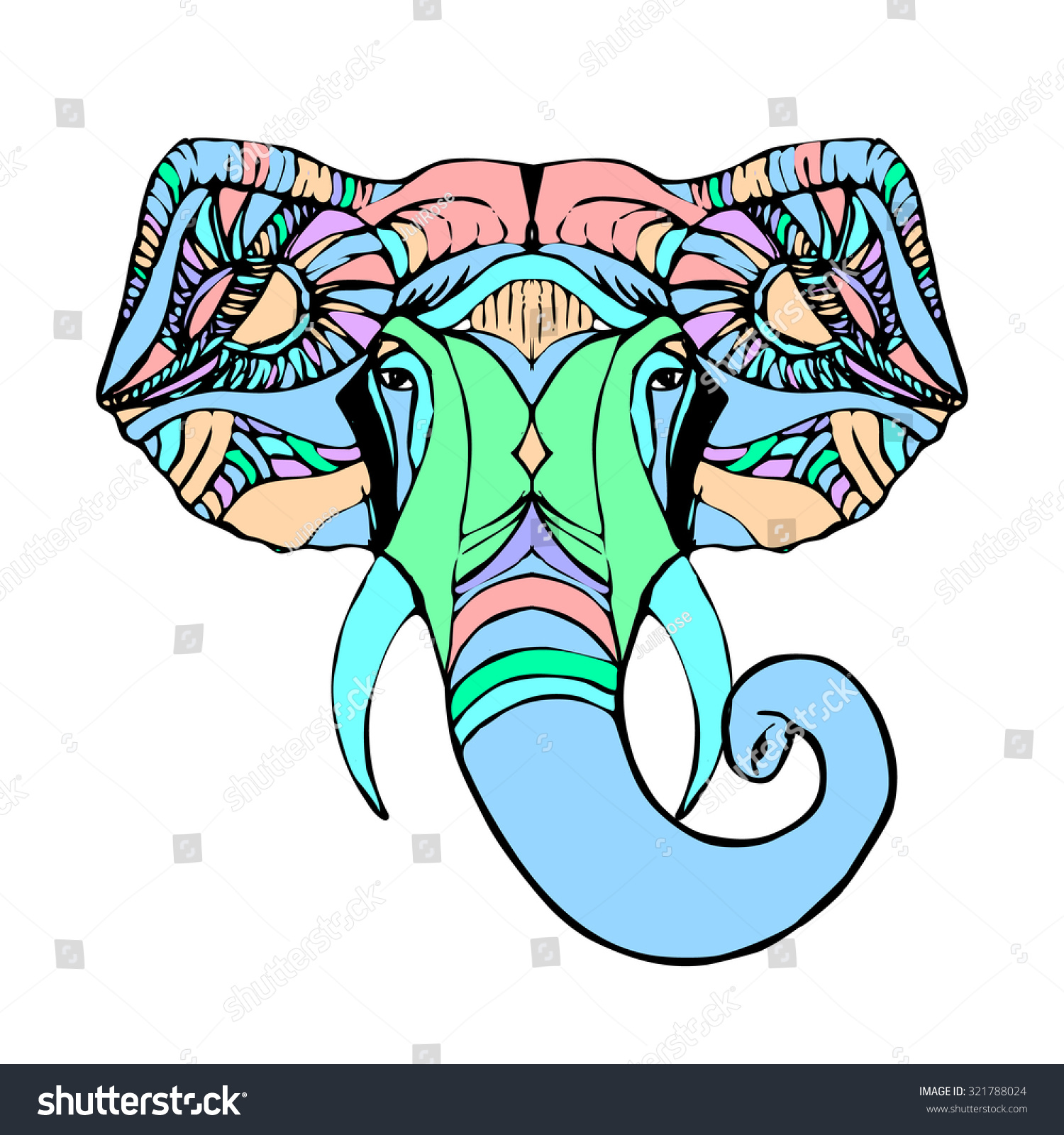 Elephant Head Indian God Hindu Deity Stock Vector (Royalty Free) 321788024