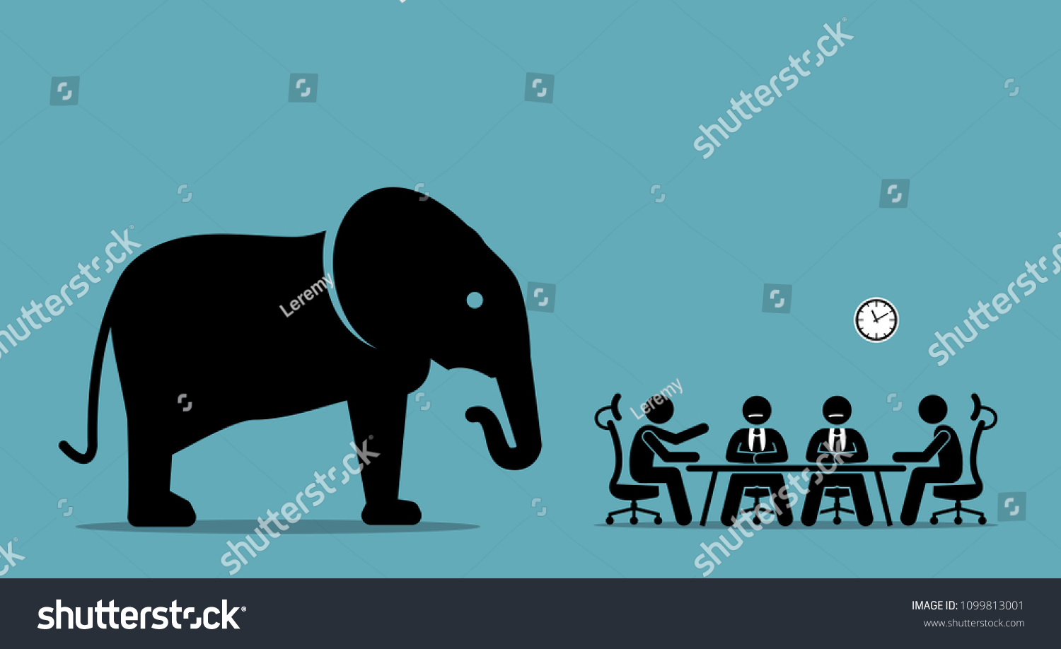 SVG of Elephant in the room. Vector artwork illustration depicts the concept of obvious problem, avoiding difficult situation, and evading unpleasant scenario.  svg