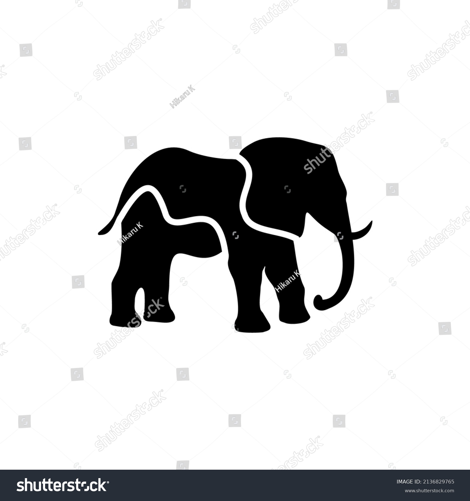 SVG of elephant ivory silhouette with black and white 3 line style that is beautiful and full of meaning svg