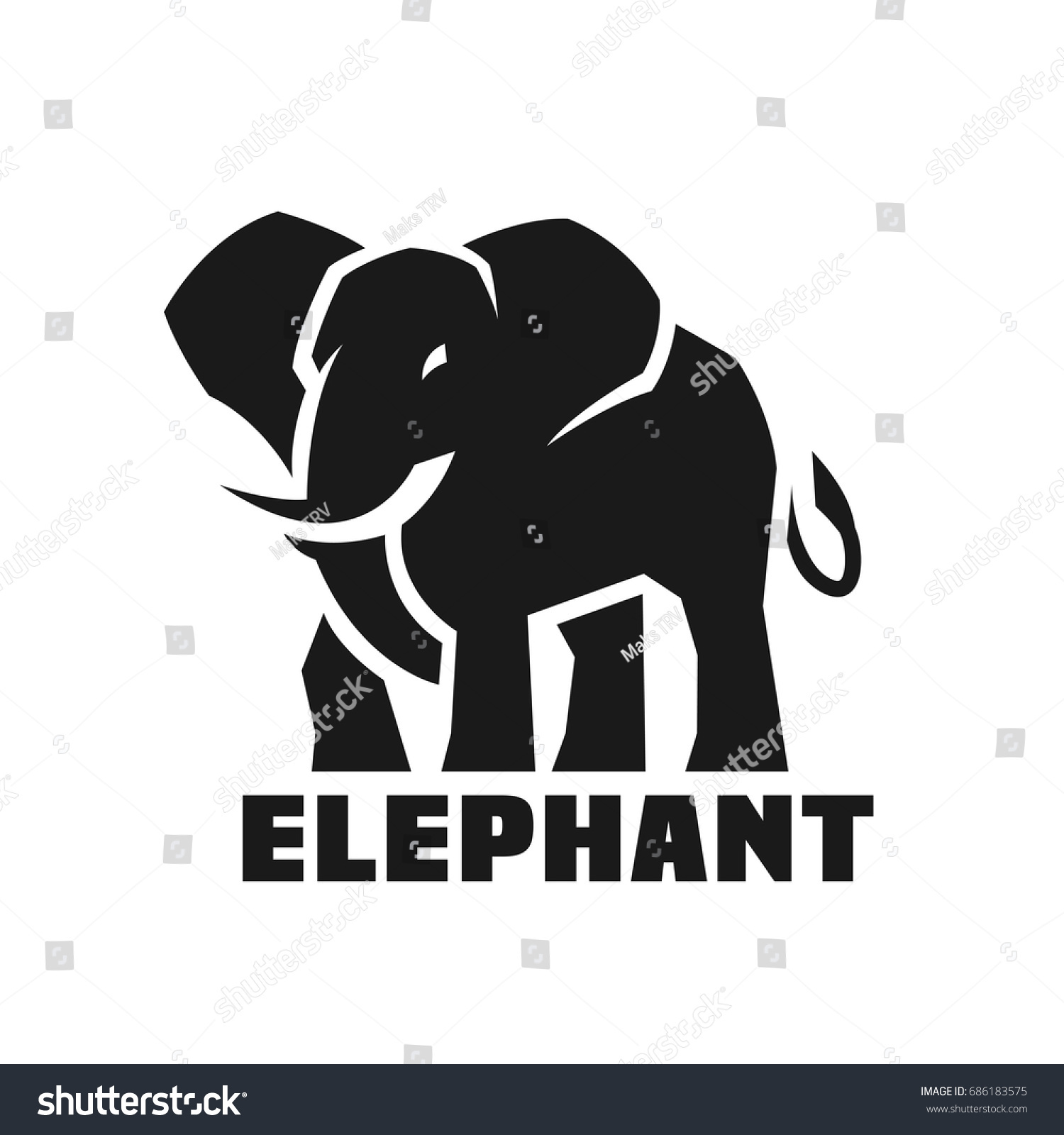 Elephant Monochrome Logo Stock Vector (Royalty Free) 686183575 ...