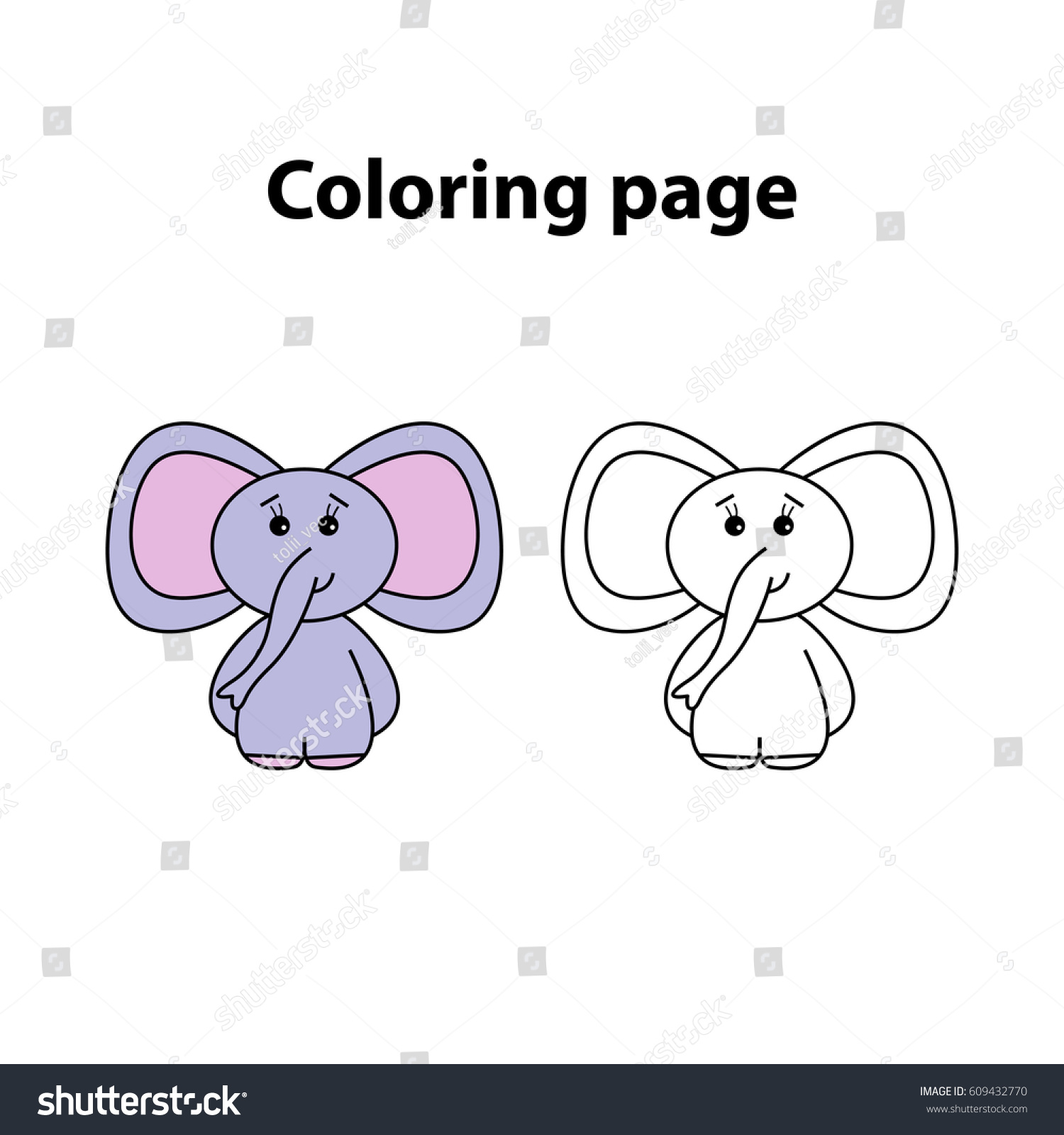 Elephant Painting Page Game Children Kids: เวกเตอร์สต็อก (ปลอดค่า