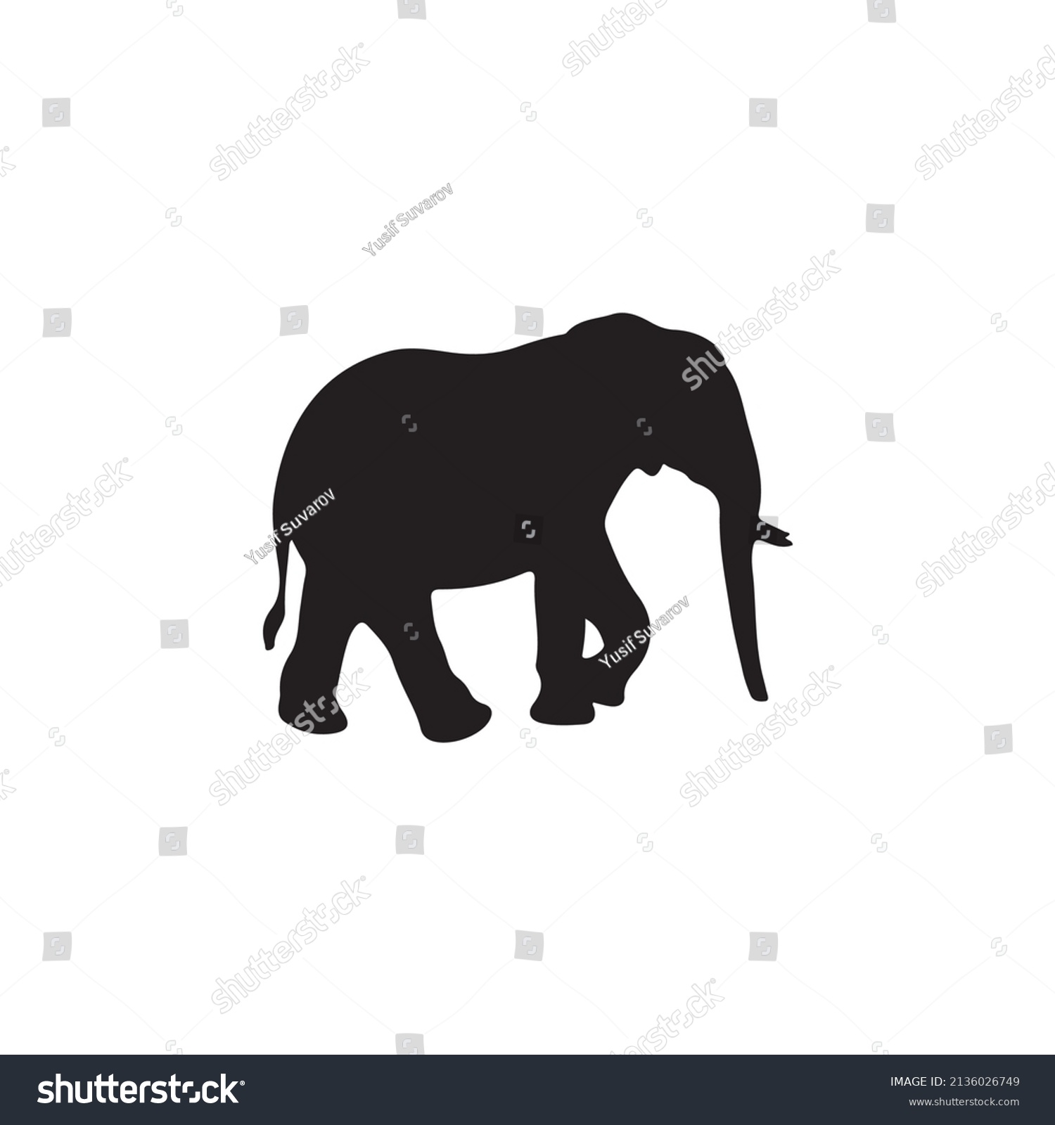 Elephant Silhouette Vector Black White Stock Vector (Royalty Free ...