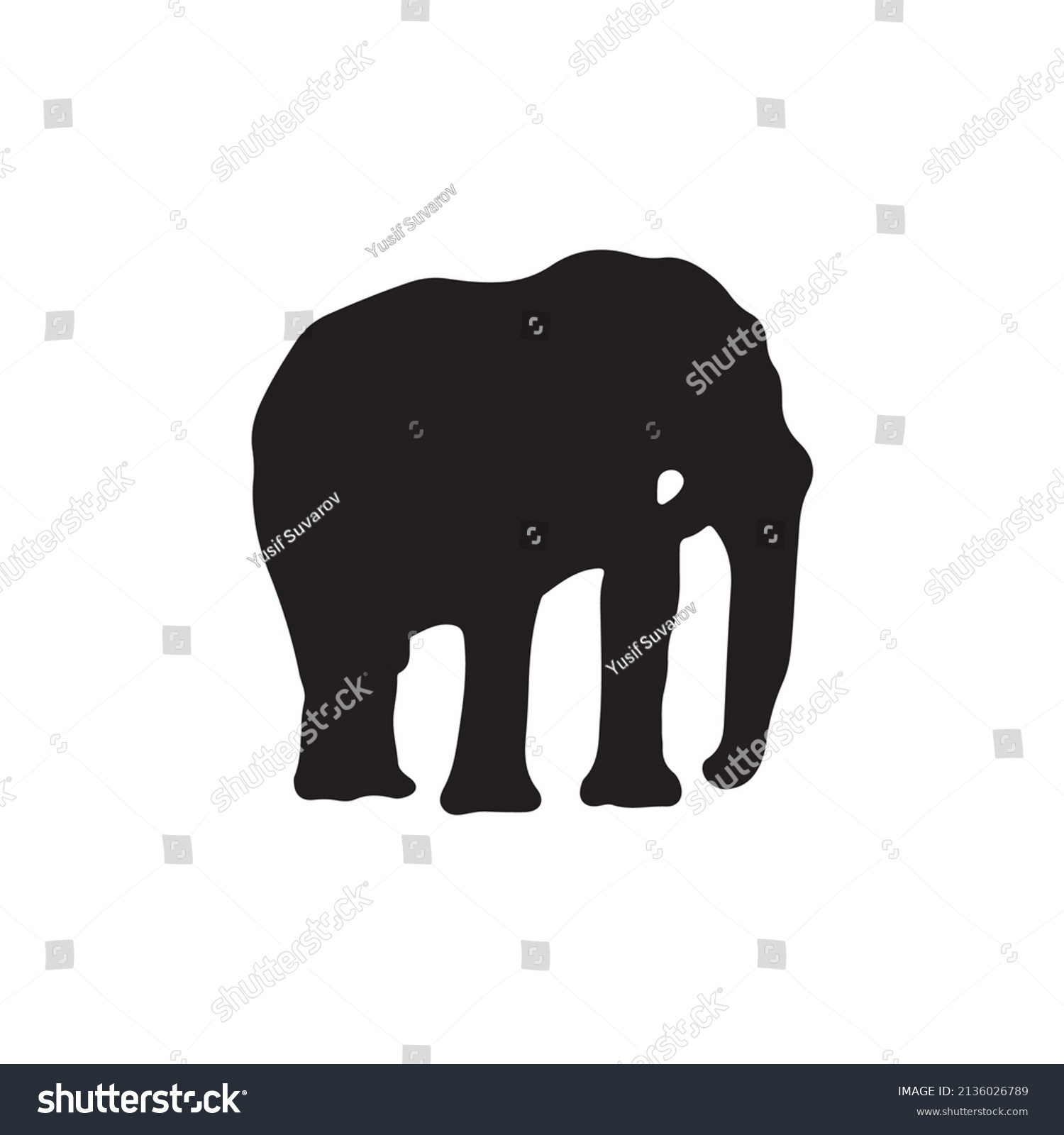 Elephant Silhouette Vector Black White Stock Vector (Royalty Free ...