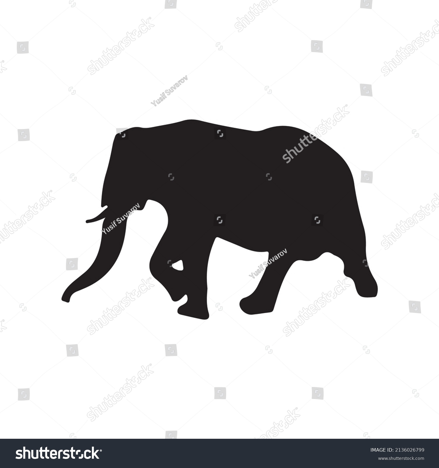 Elephant Silhouette Vector Black White Stock Vector (Royalty Free ...