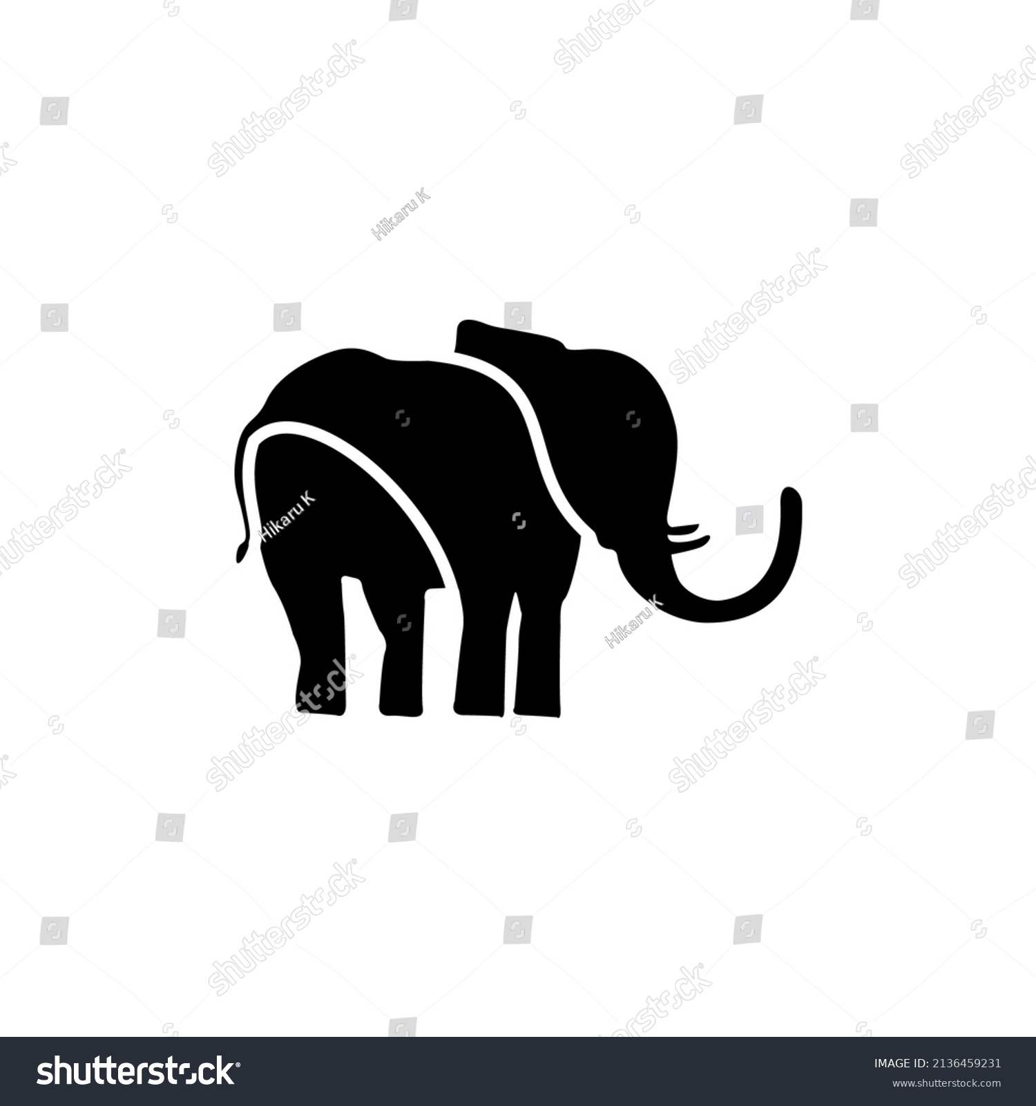 SVG of elephant silhouette with 3 curved lines black and white style that is beautiful and full of meaning svg