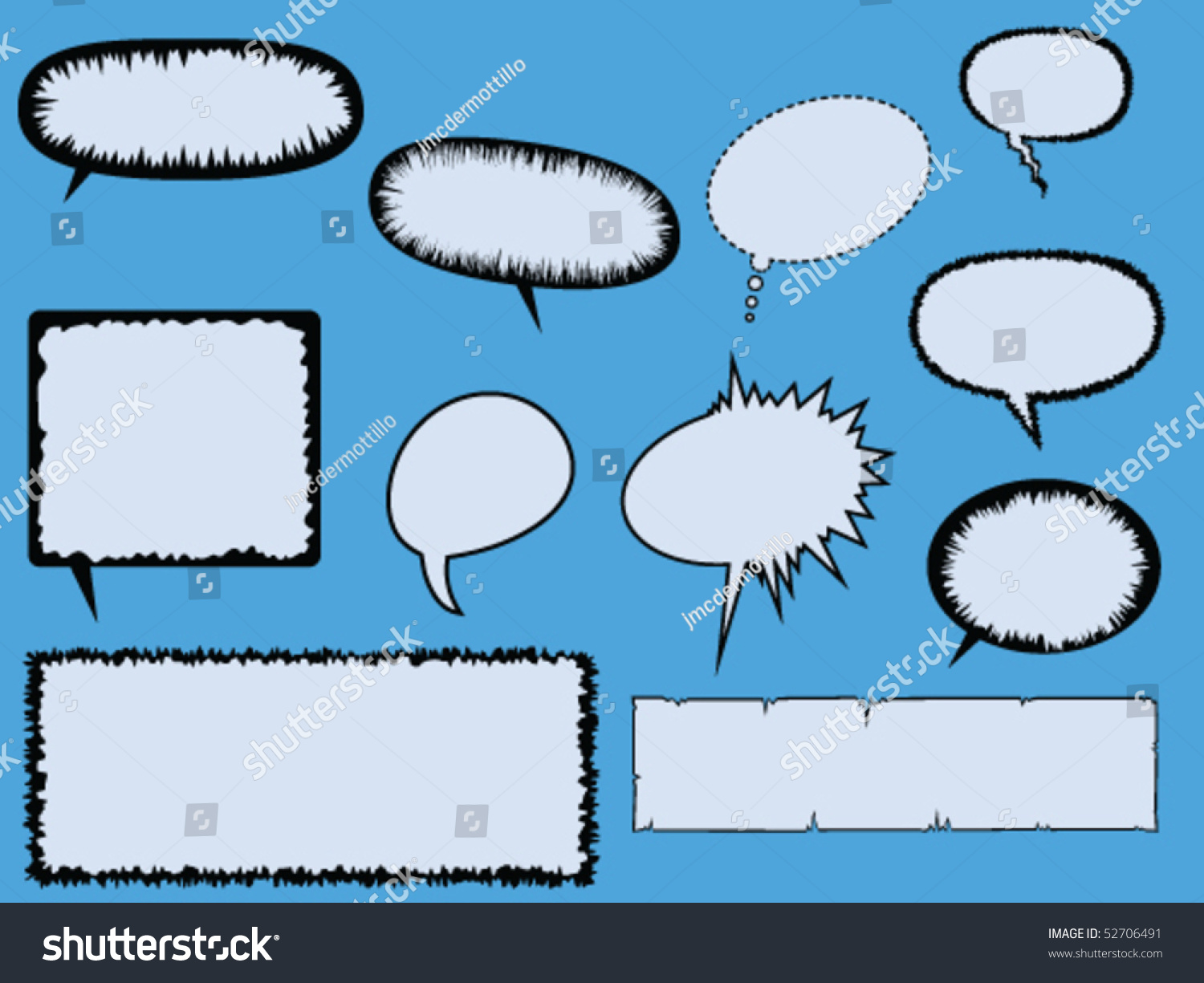 Eleven Various Comic Book Text Boxes And Speech Bubbles. Stock Vector ...