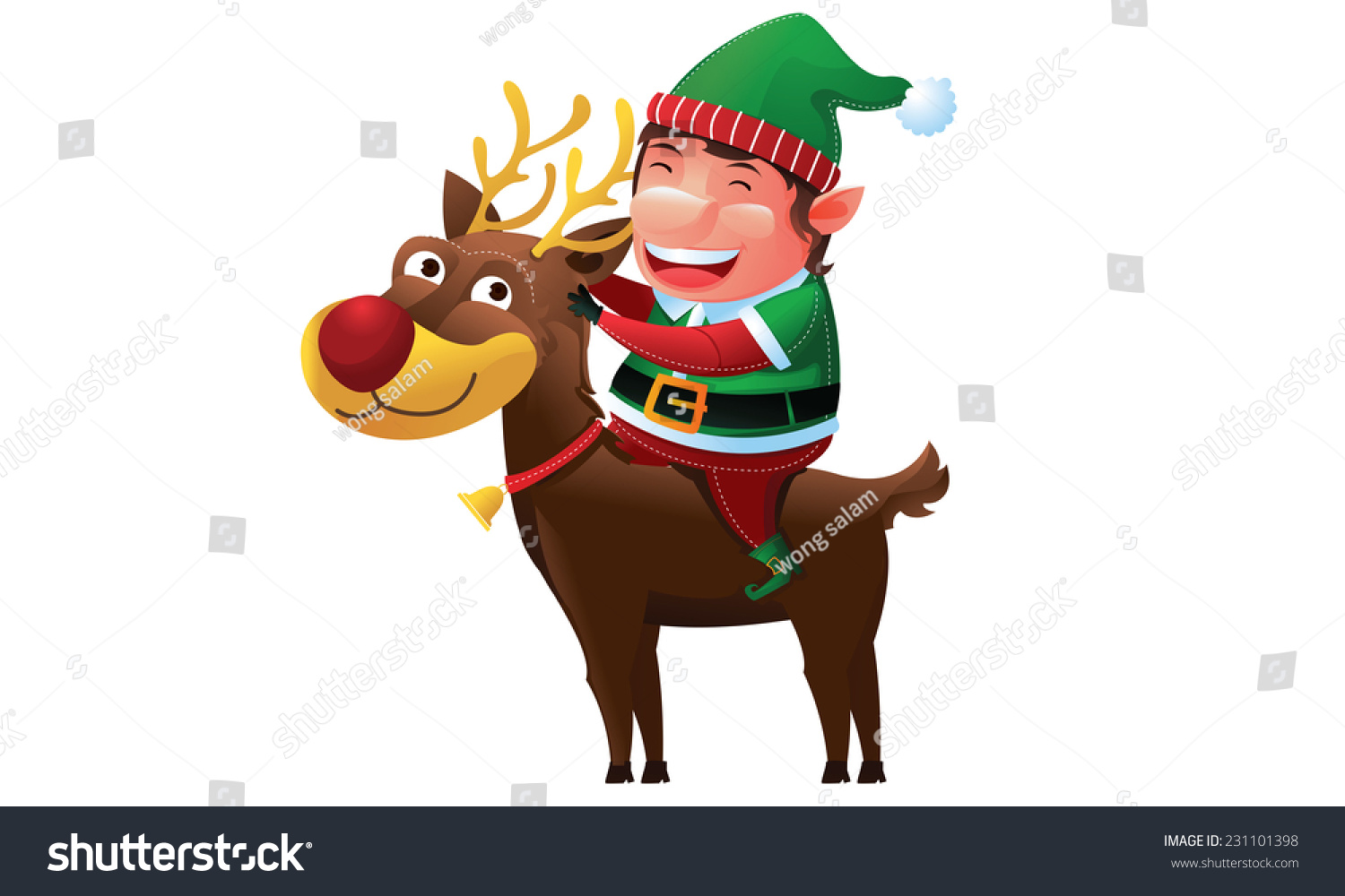 Elf Riding Reindeer Stock Vector (Royalty Free) 231101398 | Shutterstock