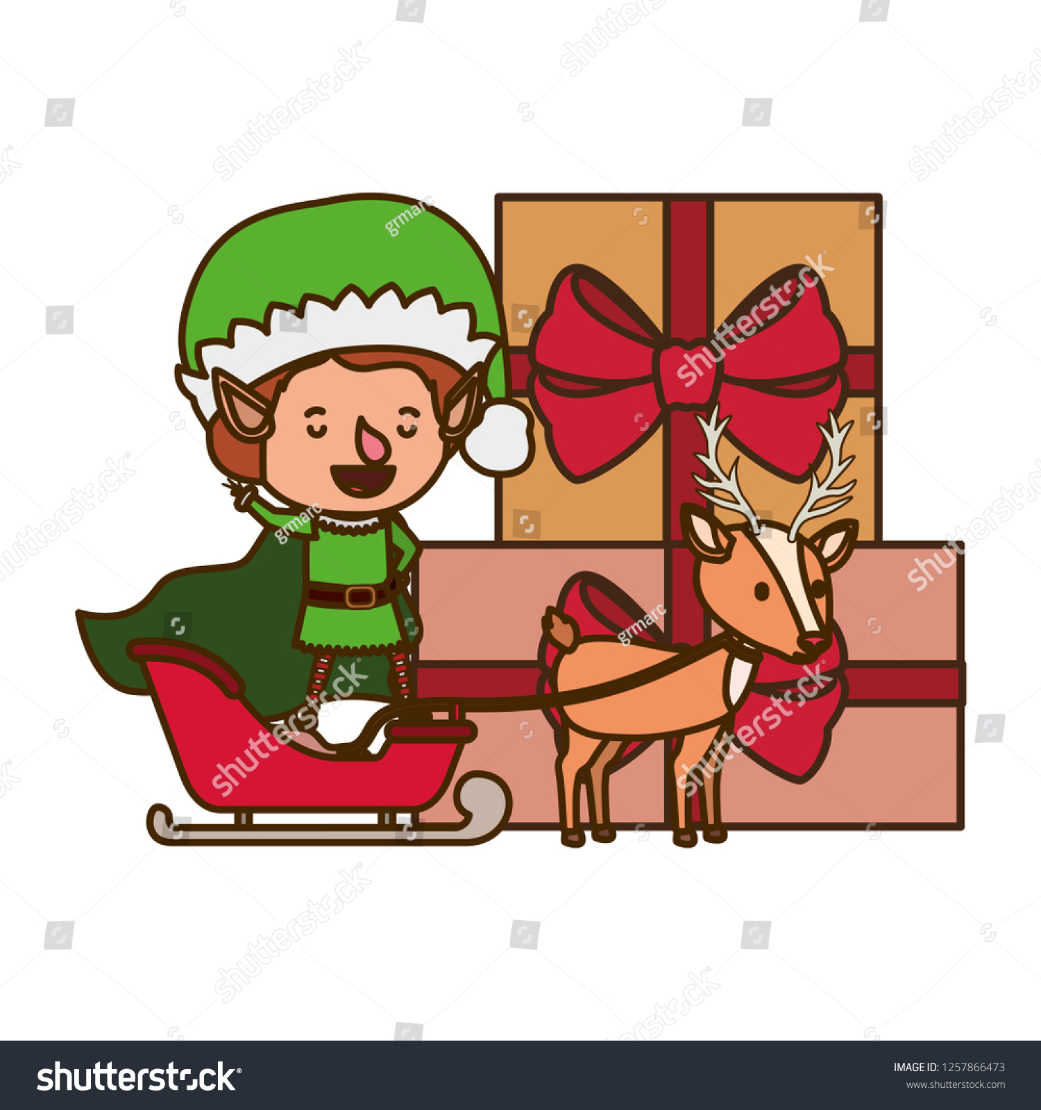 Elf Sleigh Avatar Chatacter Stock Vector Royalty Free