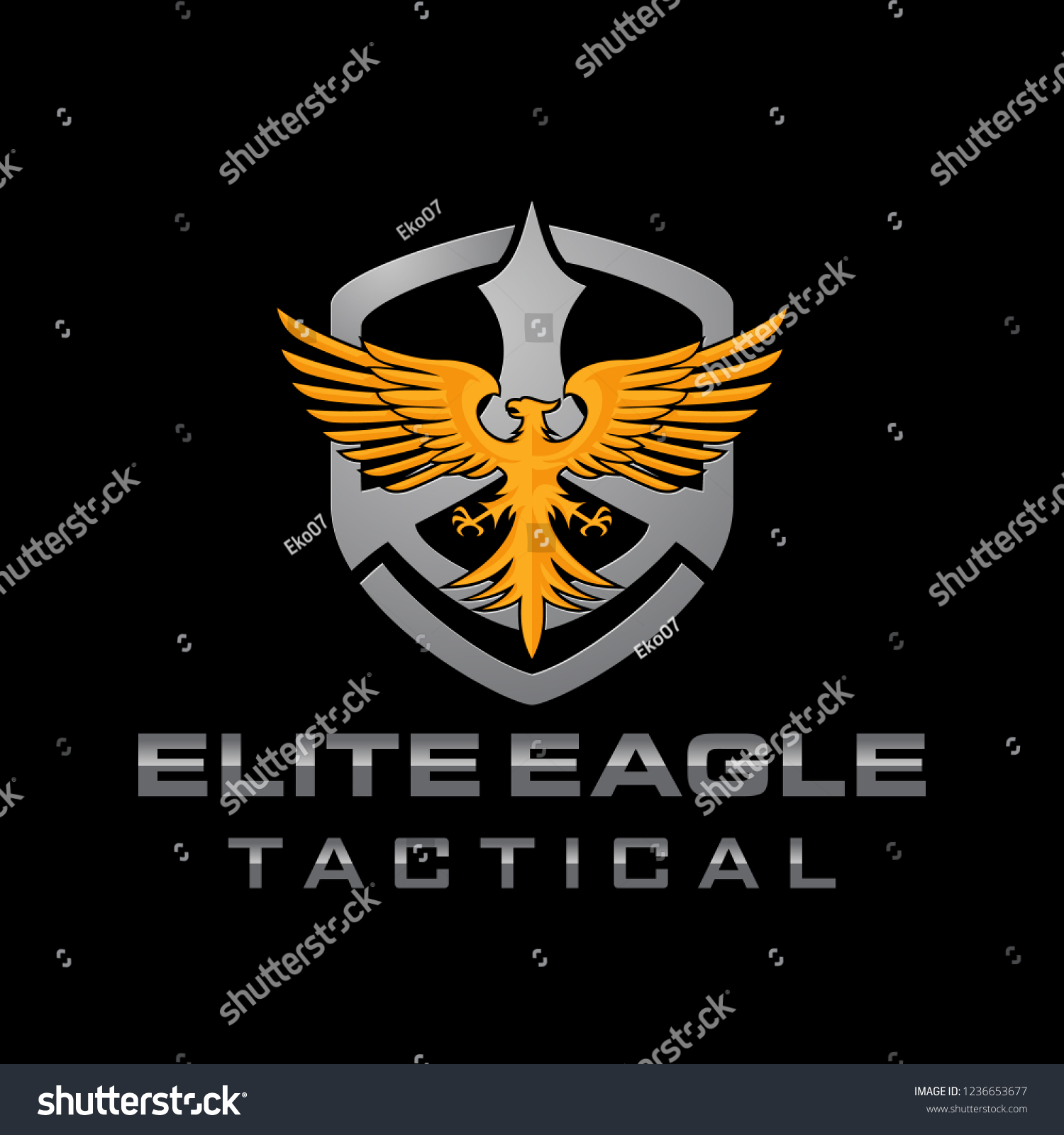 Elite Eagle Shield Military Logo Design Stock Vector Royalty Free