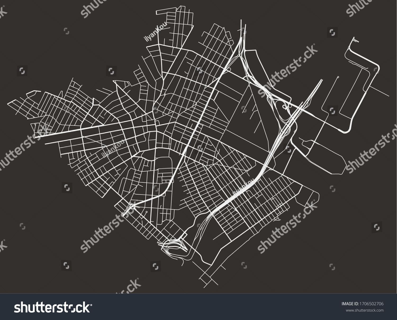 Elizabeth New Jersey Usa Map Roads Stock Vector (Royalty Free ...