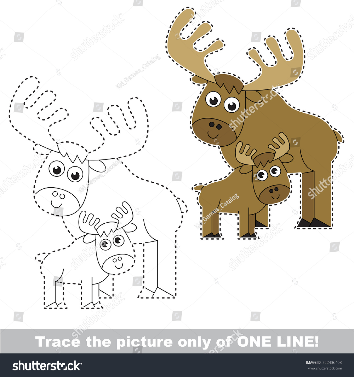 Elk Mom Her Child Be Traced Stock Vector (Royalty Free) 722436403 ...