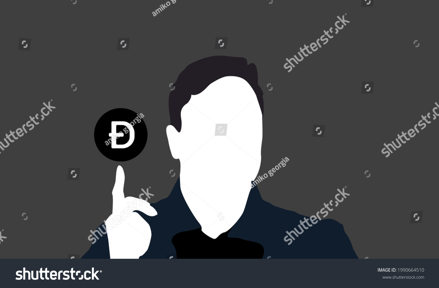 SVG of Elon Musk and Dogecoin, an illustration of the Dogecoin offer on a black background. svg