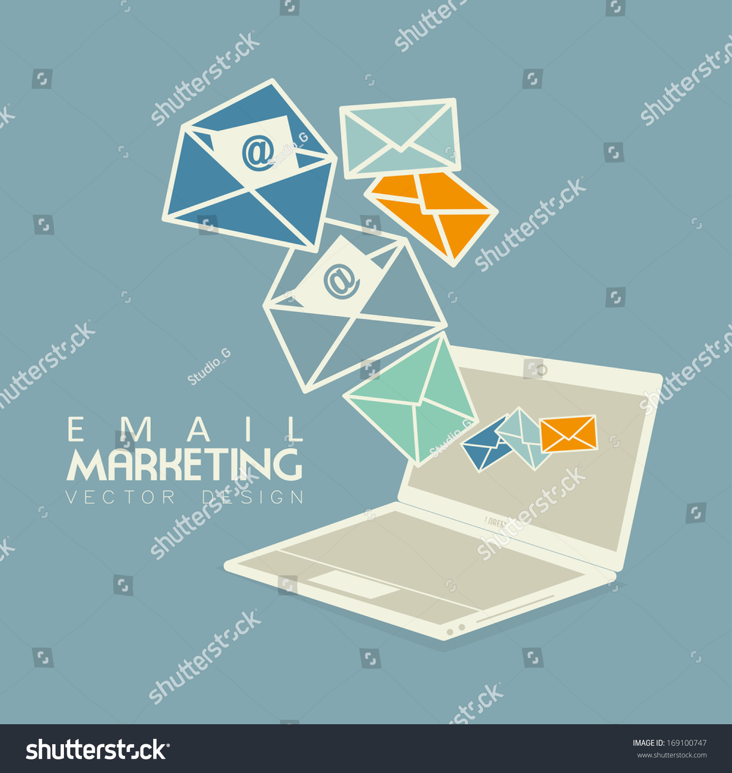 Email Marketing Over Blue Background Vector Stock Vector 169100747