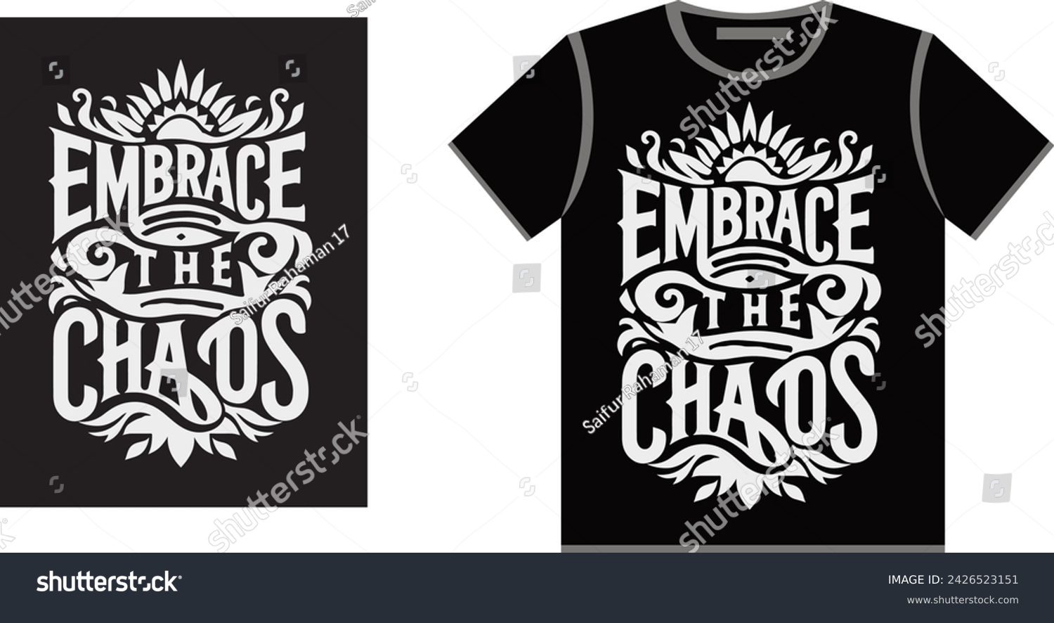 SVG of Embrace the Chaos typography tshirt desing svg