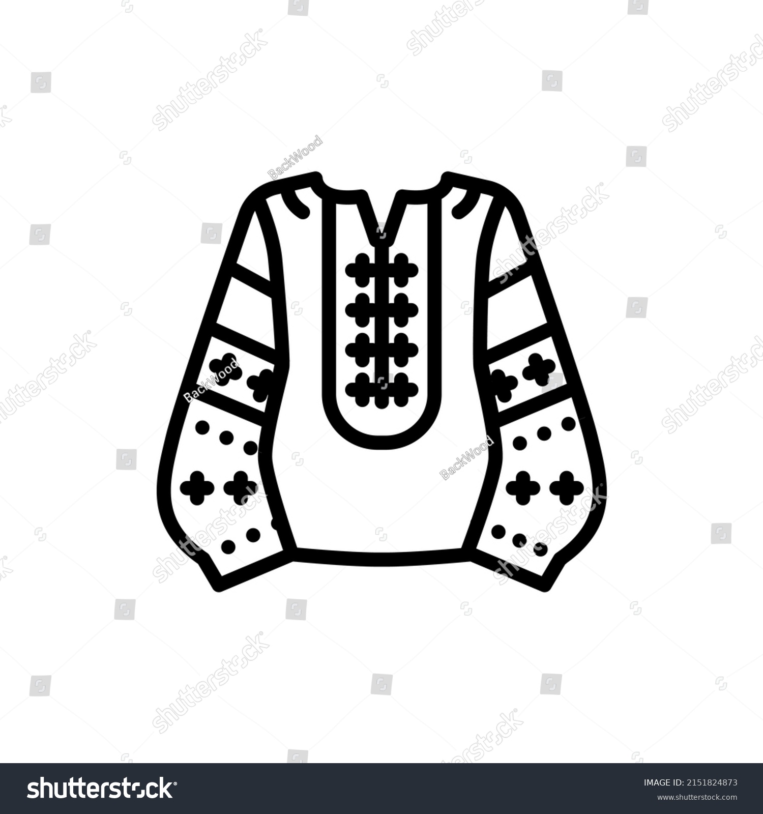 SVG of Embroidered shirt line color icon. Isolated vector element. Outline pictogram for web page, mobile app, promo svg