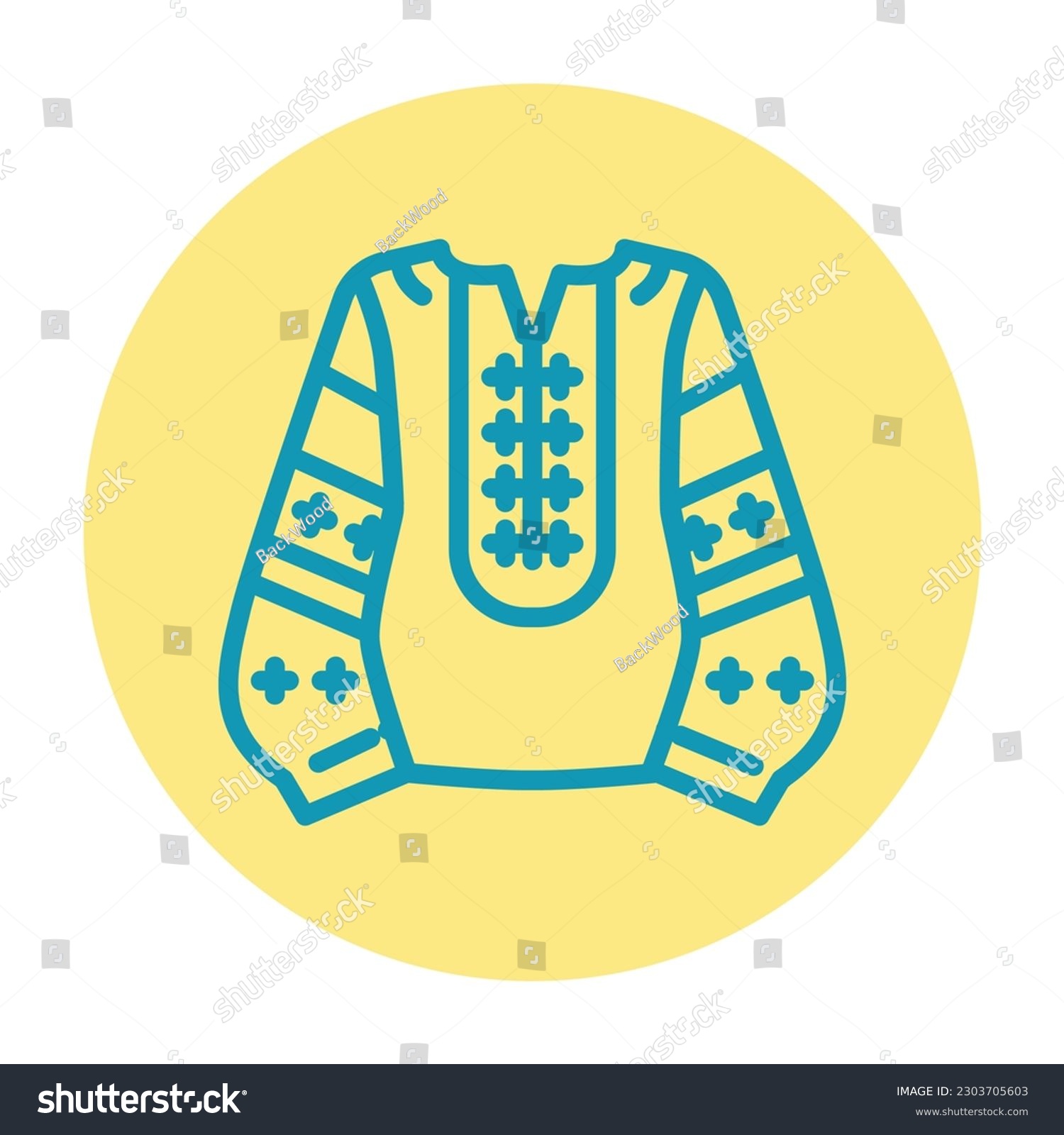 SVG of Embroidered shirt line color icon. Isolated vector element. Outline pictogram for web page, mobile app, promo svg
