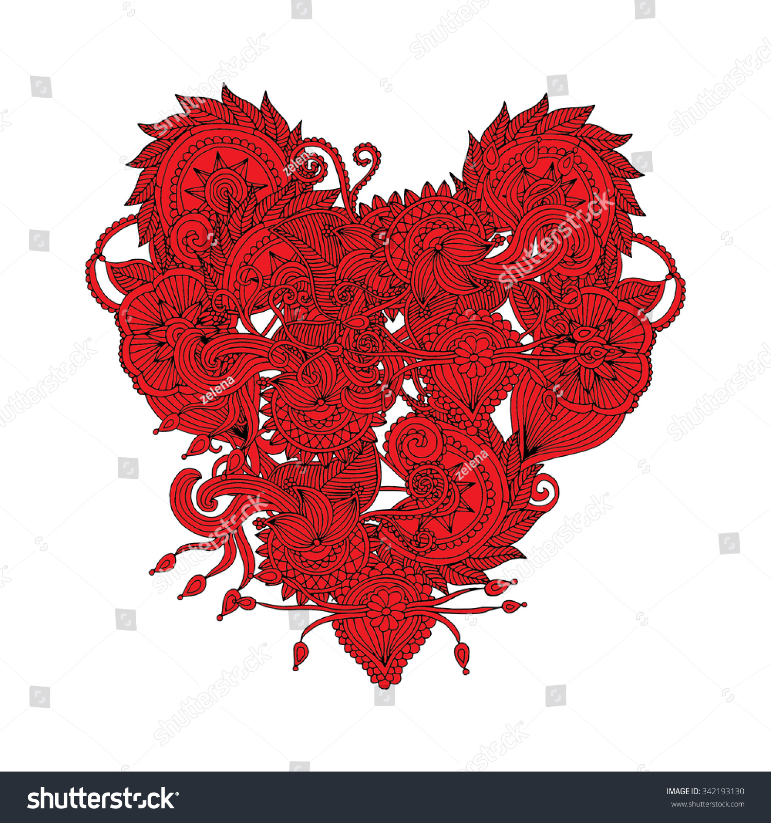 Embroidery Heart Template Stock Vector (Royalty Free) 342193130