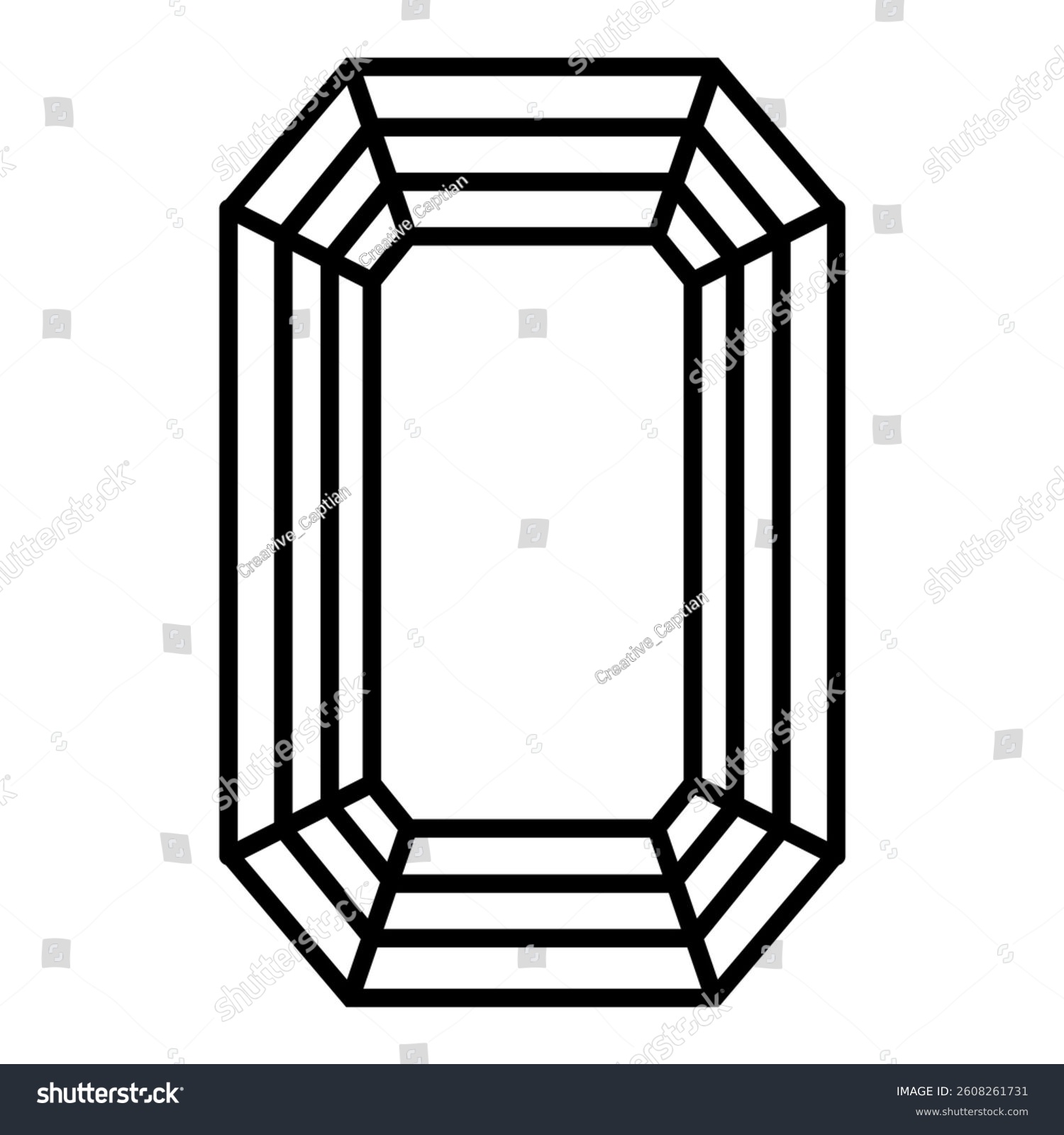 recommend clip art: Emerald Cut. Rectangular step-cut diamond icon, ideal for vintage gemstone styles, high-end branding, and fine jewelry visuals.