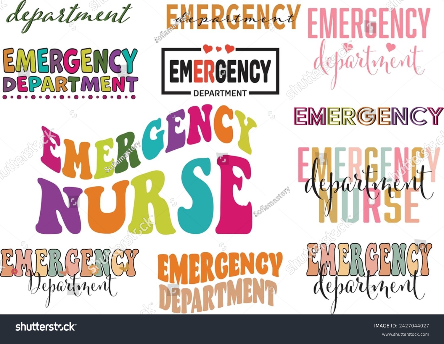 SVG of Emergency Department, emergency nurse, nursing, er nurse, nurse life, ER Nurse, Retro Wavy Text svg