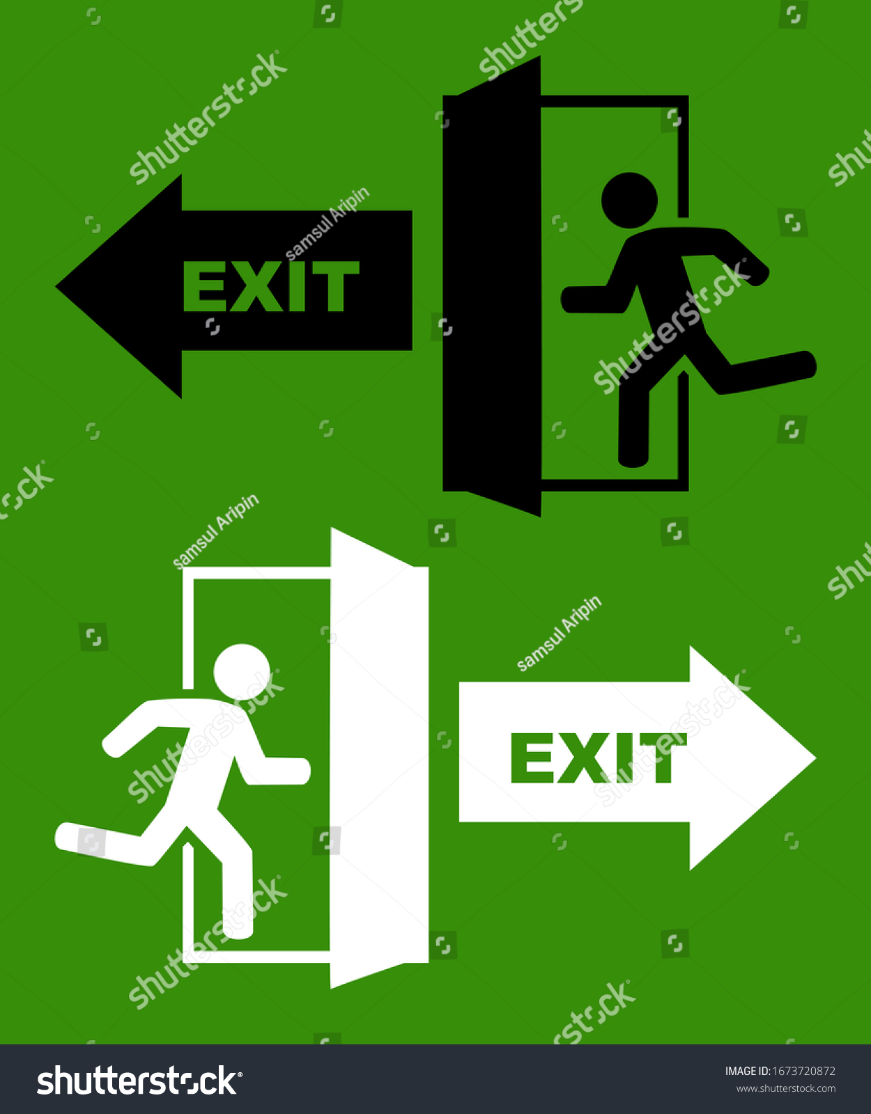 Emergency Exit Icons Vector Set Stock Vector (Royalty Free) 1673720872