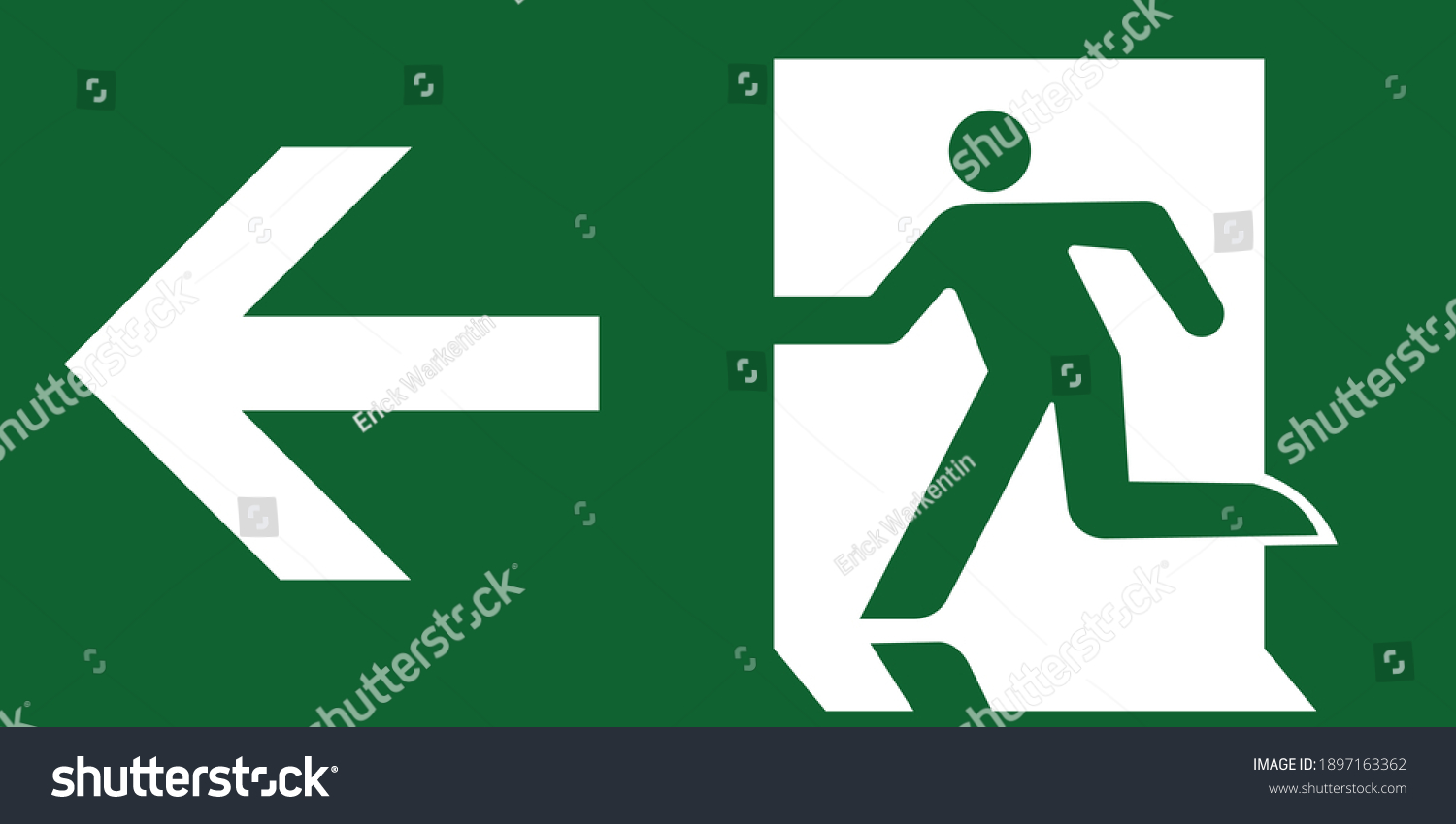 Emergency Exit Left Iso 7010 Green Stock Vector (Royalty Free) 1897163362