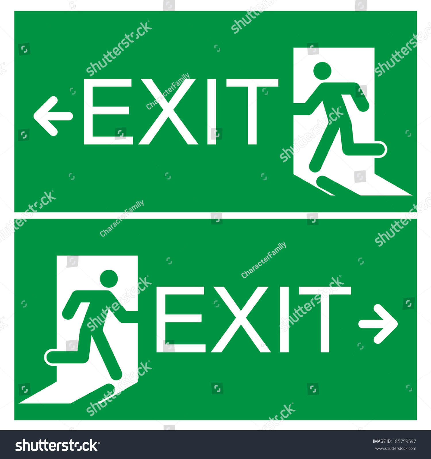 Emergency Exit Sign Stock Vector Illustration 185759597 : Shutterstock