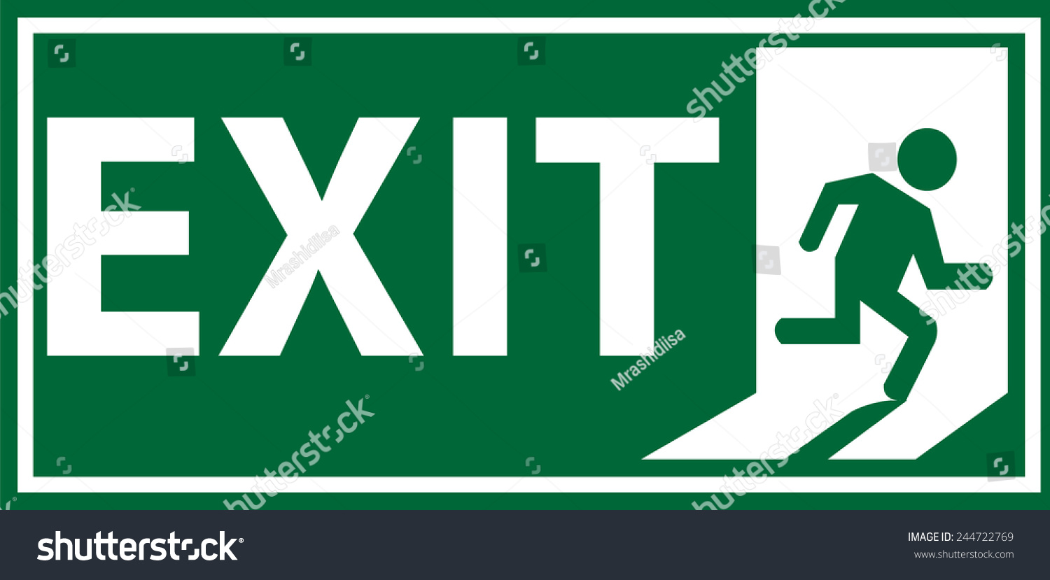 Emergency Exit Sign Vector Stock Vector 244722769 Shutterstock 9170