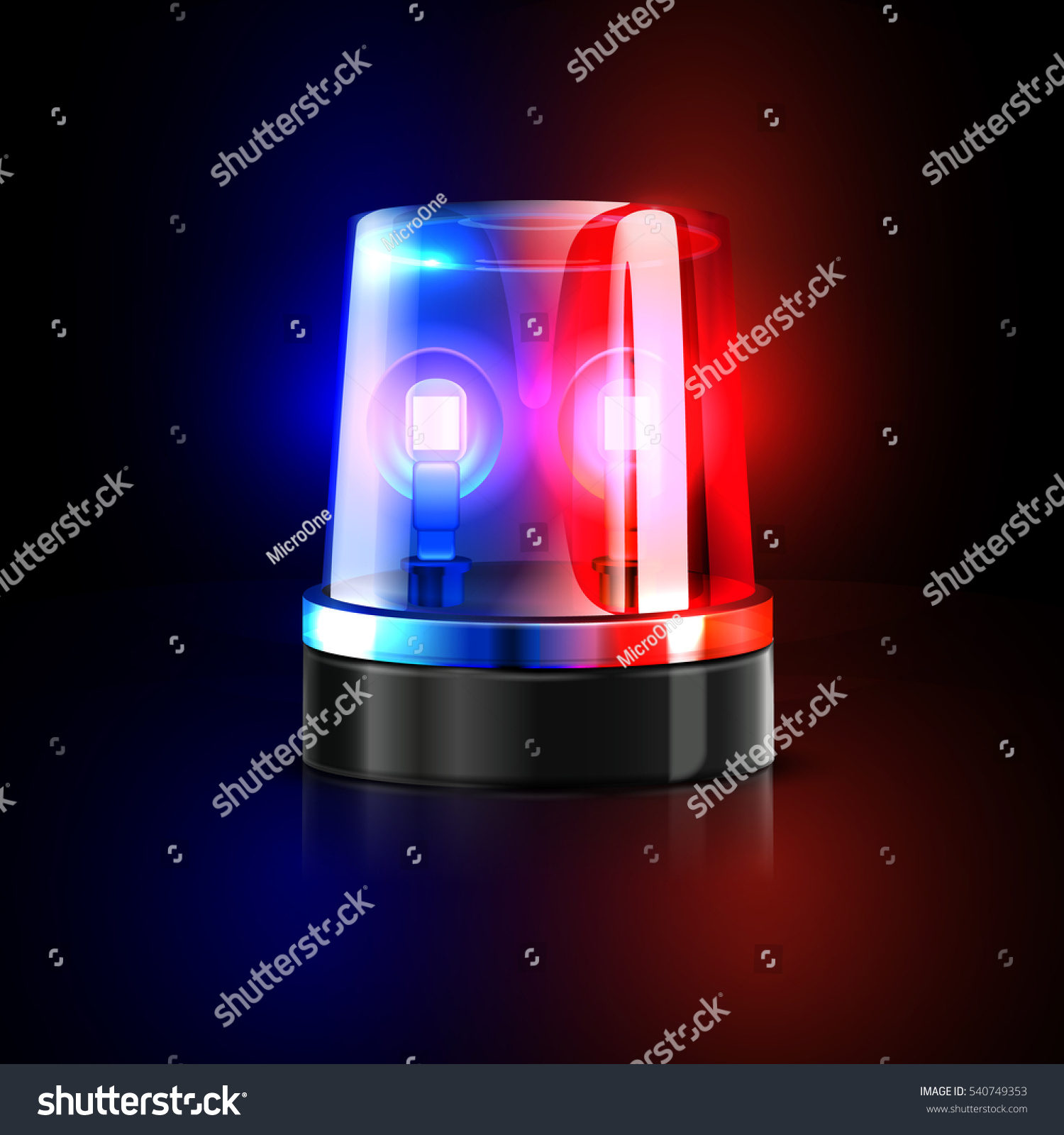 SVG of Emergency flashing police siren vector illustration. Police signal flasher isolated on black background. svg