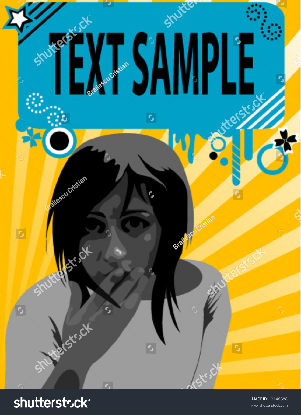Emo Girl Illustration Textbox Stock Vector Royalty Free 12148588