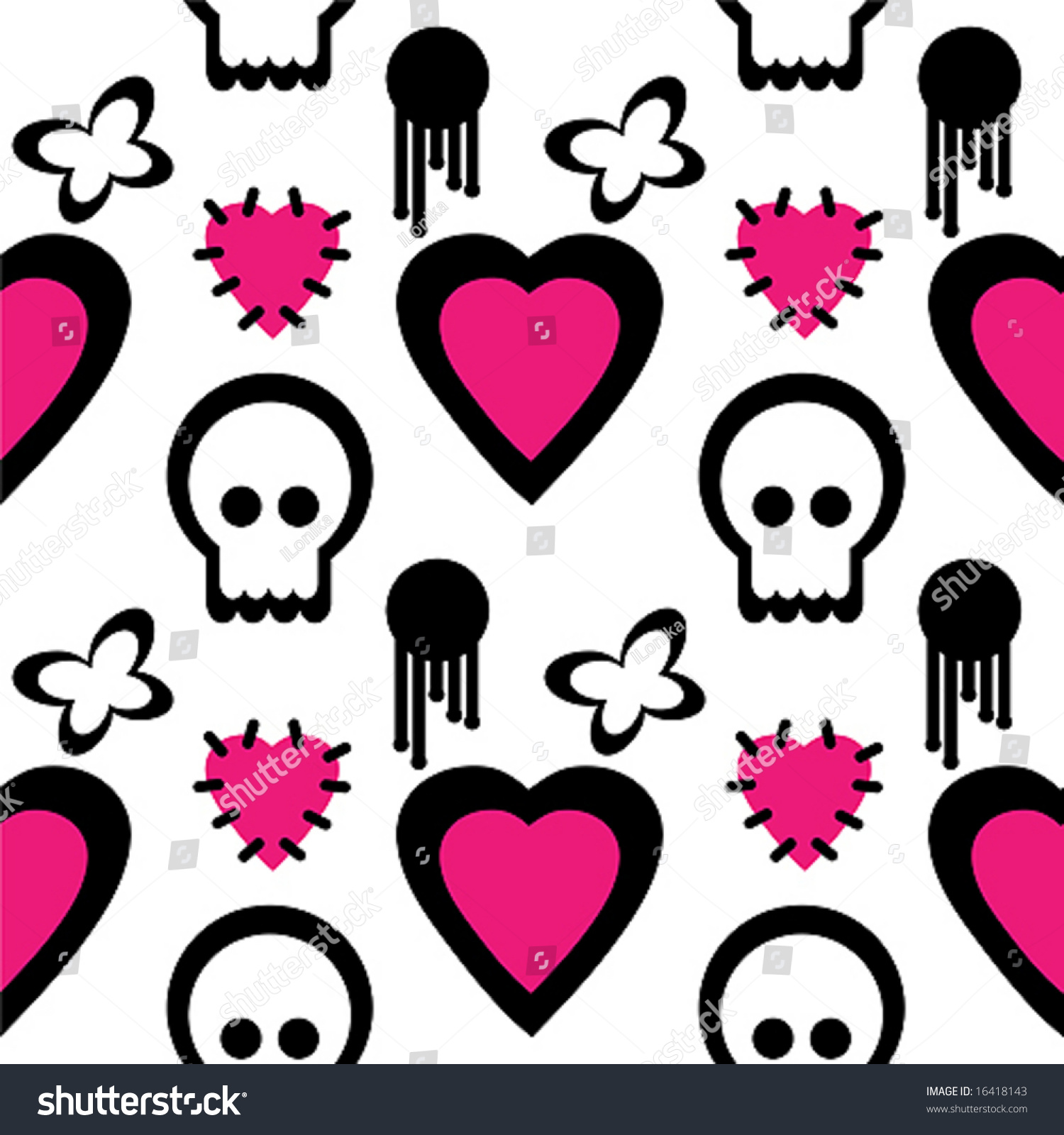 Emo Seamless Stock Vector Illustration 16418143 : Shutterstock