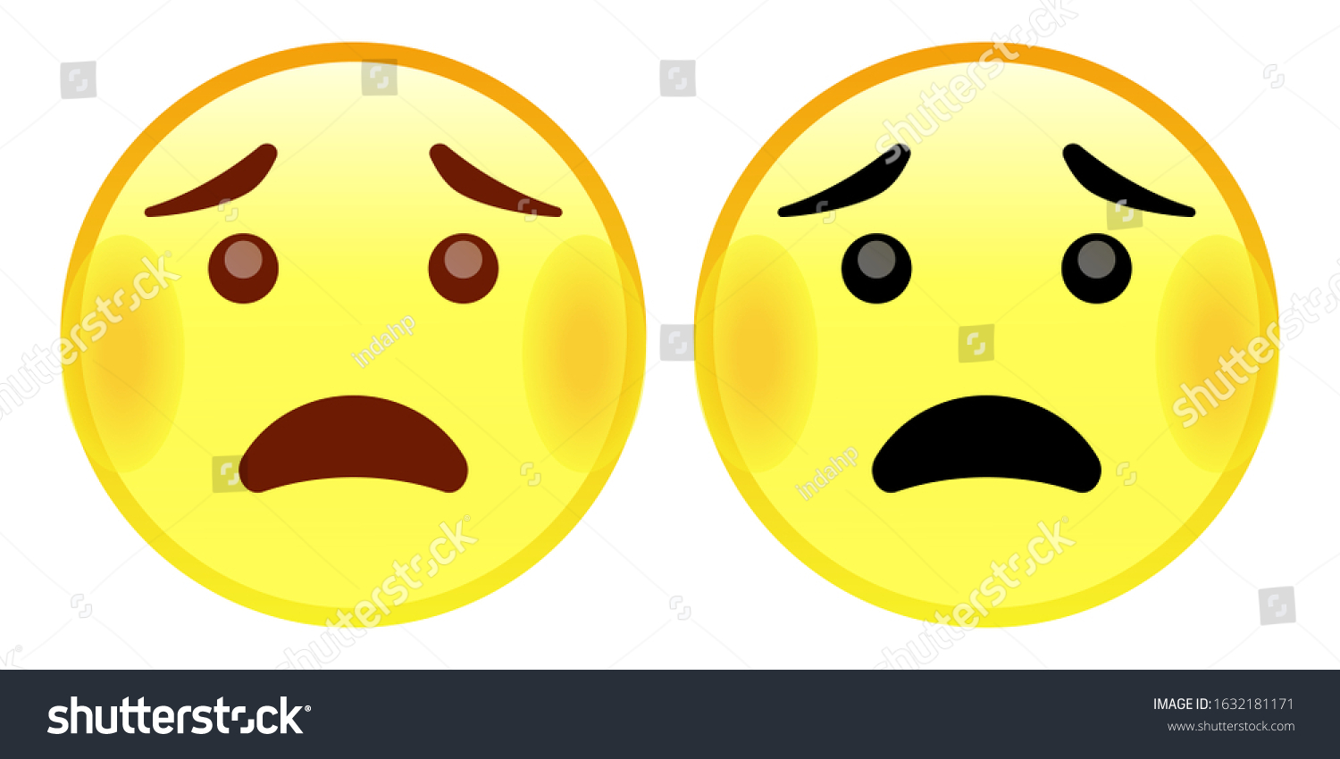 Emoji Anguished Face Yellow Face Small Stock Vector Royalty Free