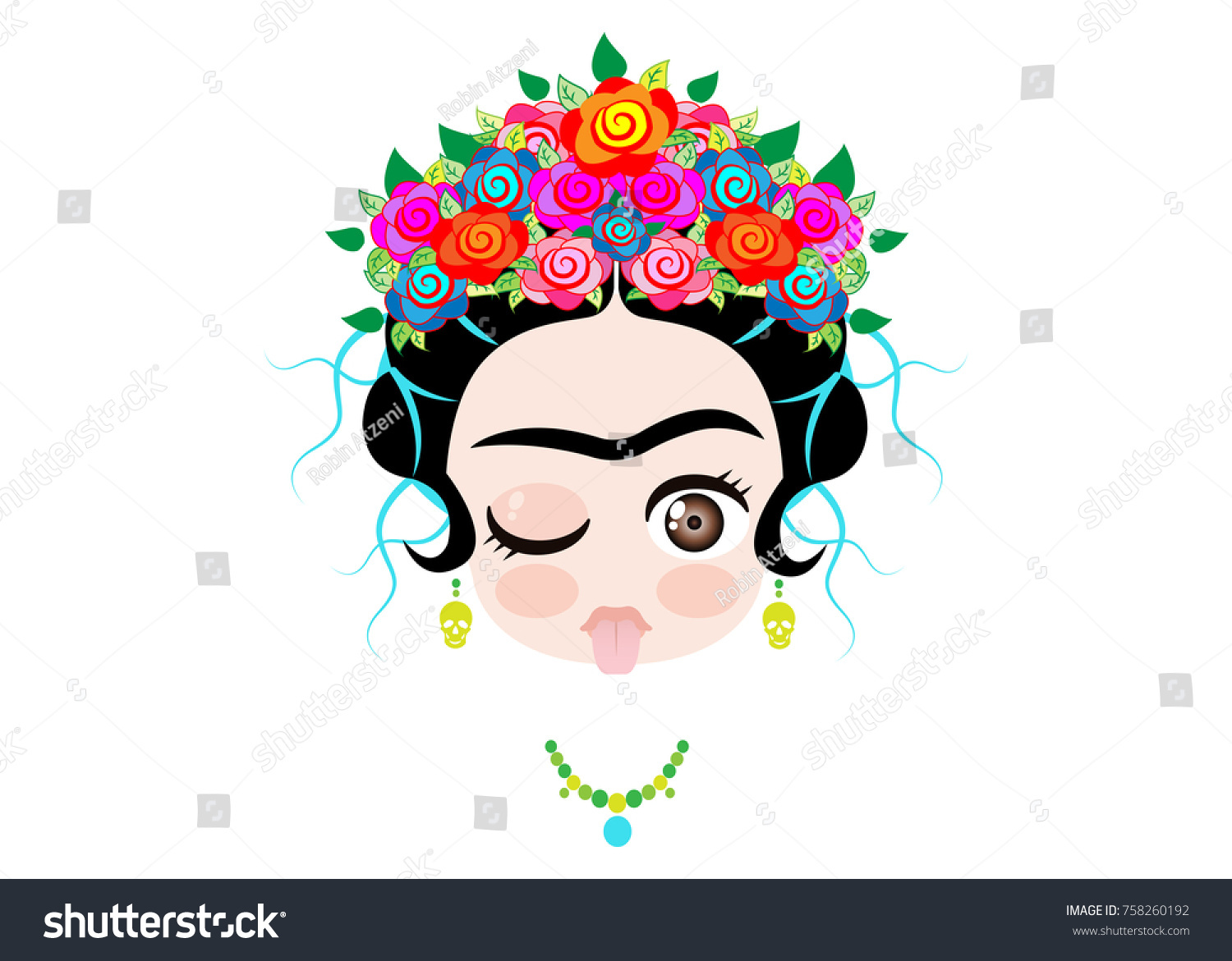 Download Emoji Baby Frida Kahlo Tongue Out Vector de stock (libre de regalías)758260192; Shutterstock