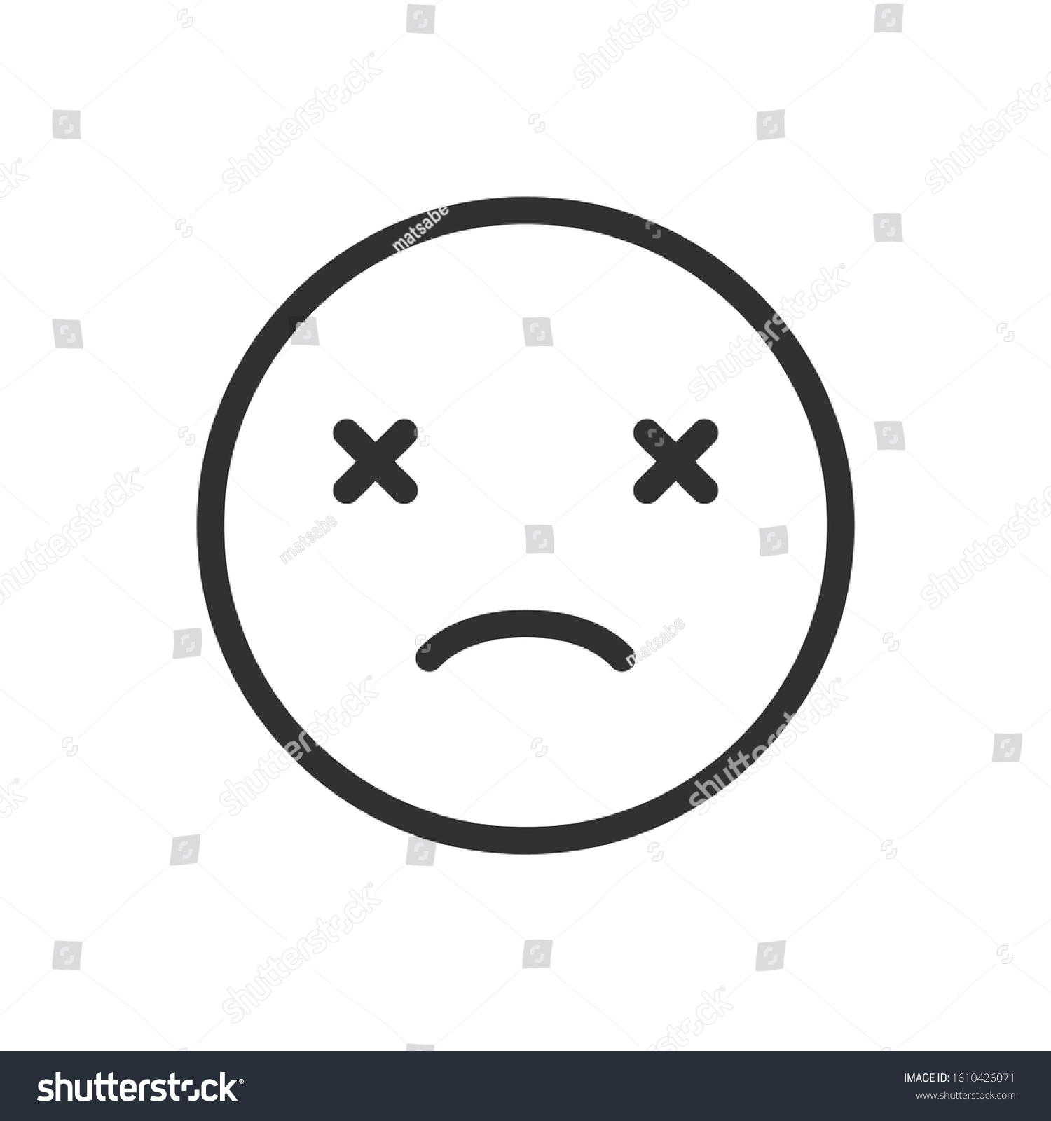 Emoji Death Crosses Front Eyes Linear Stock Vector (Royalty Free ...