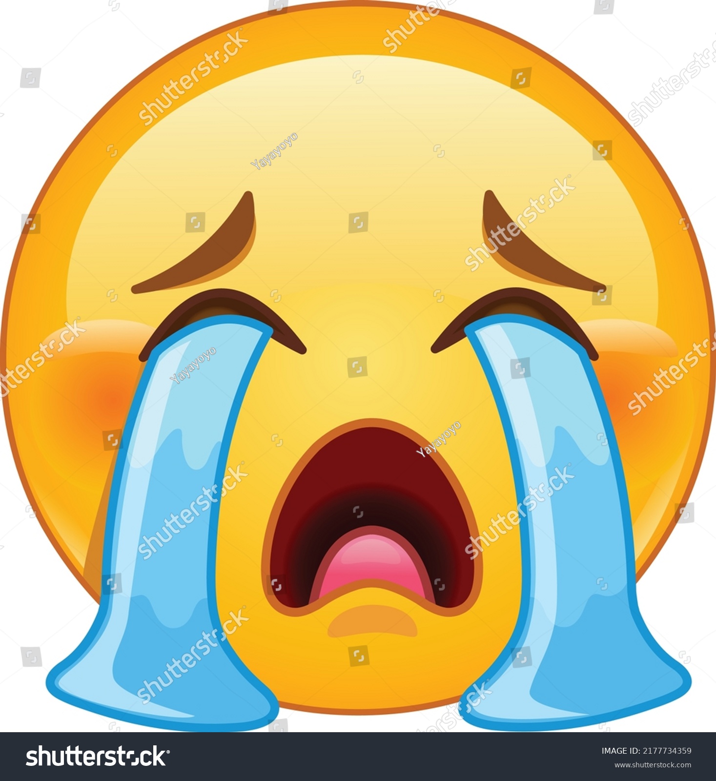 Emoji Emoticon Face Loudly Crying Stock Vector (Royalty Free ...
