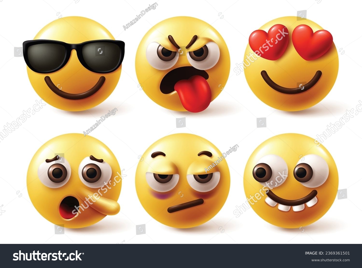 SVG of Emoji face vector set design. Emoticons emojis characters in happy, angry, naughty, in love and pinocchio nose facial expression in white background. Vector illustration yellow icon emoticon  svg