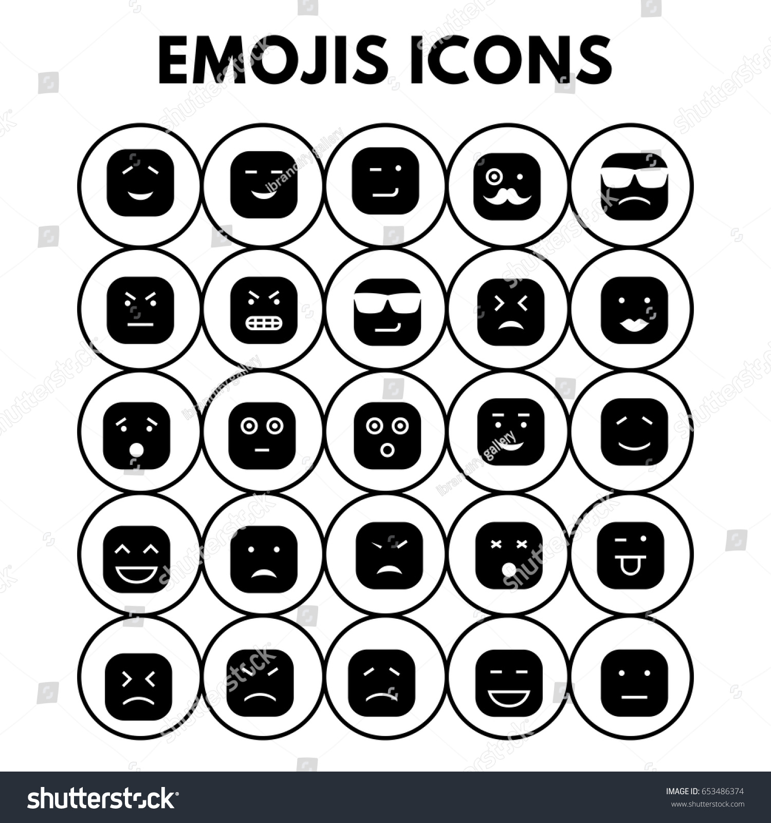 Emoji Icons Stock Vector (Royalty Free) 653486374