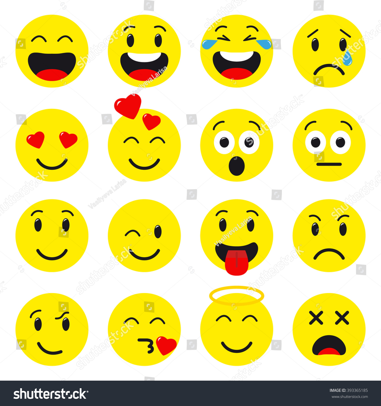 Emoji Set Avatar Isolated On White Stock Vector Royalty Free