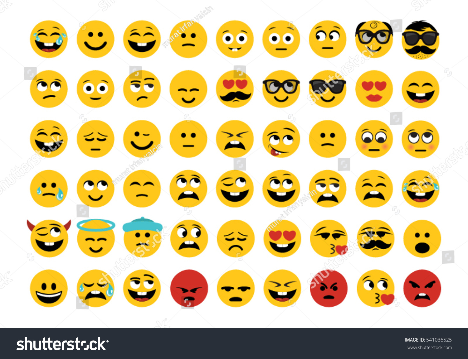 Emoji Set Face Expressions Vector Drawing Stock Vector Royalty Free