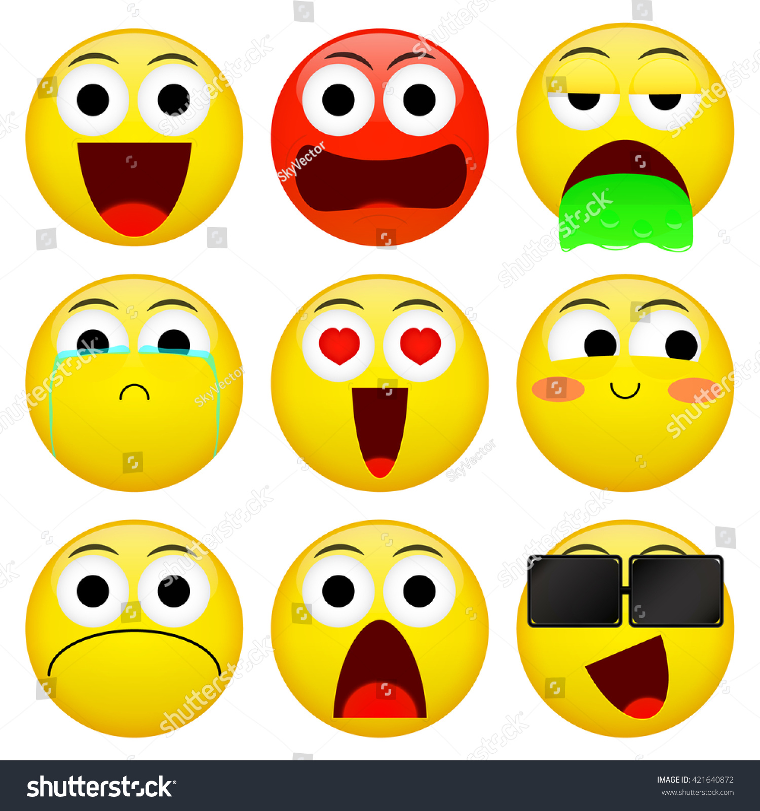 Emoji Smile Emoticon Pack Smile Angry Stock Vector Royalty Free