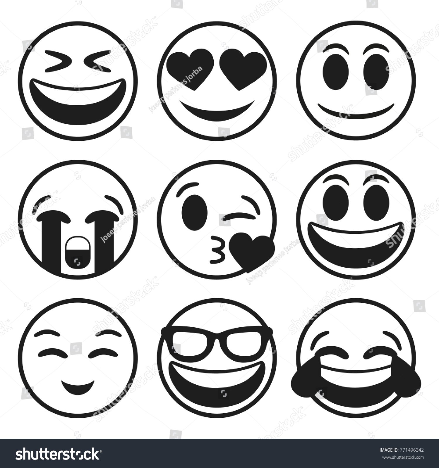 Line Art Emojis : Emoji smiley face vector line stroke stock