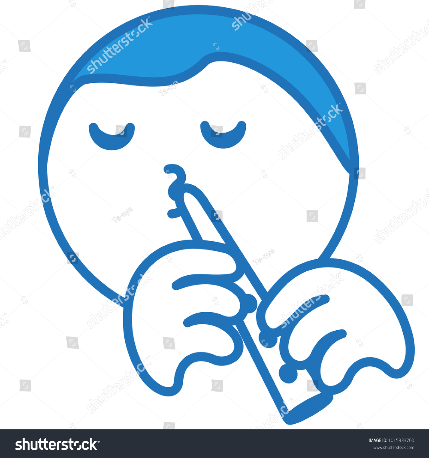 Image vectorielle de stock de Emoji Boy Flutist Playing Music Flute  1015833700