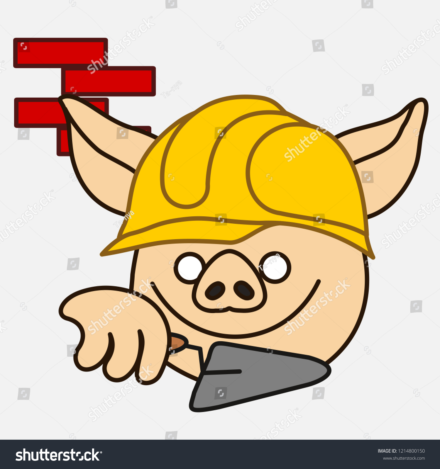 Emoji Builder Pig That Working Construction Stock Vector Royalty