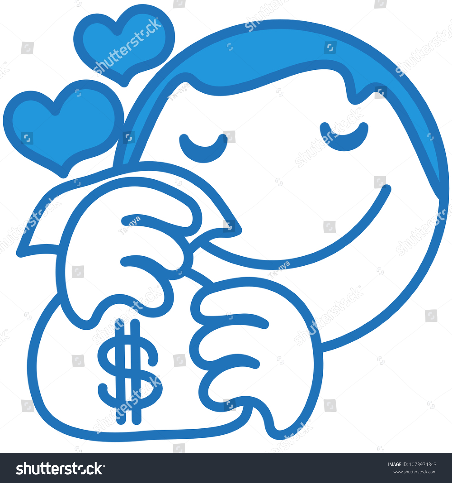 Emoji Greedy Man Surrounded By Flying Stock Vector (Royalty Free ...